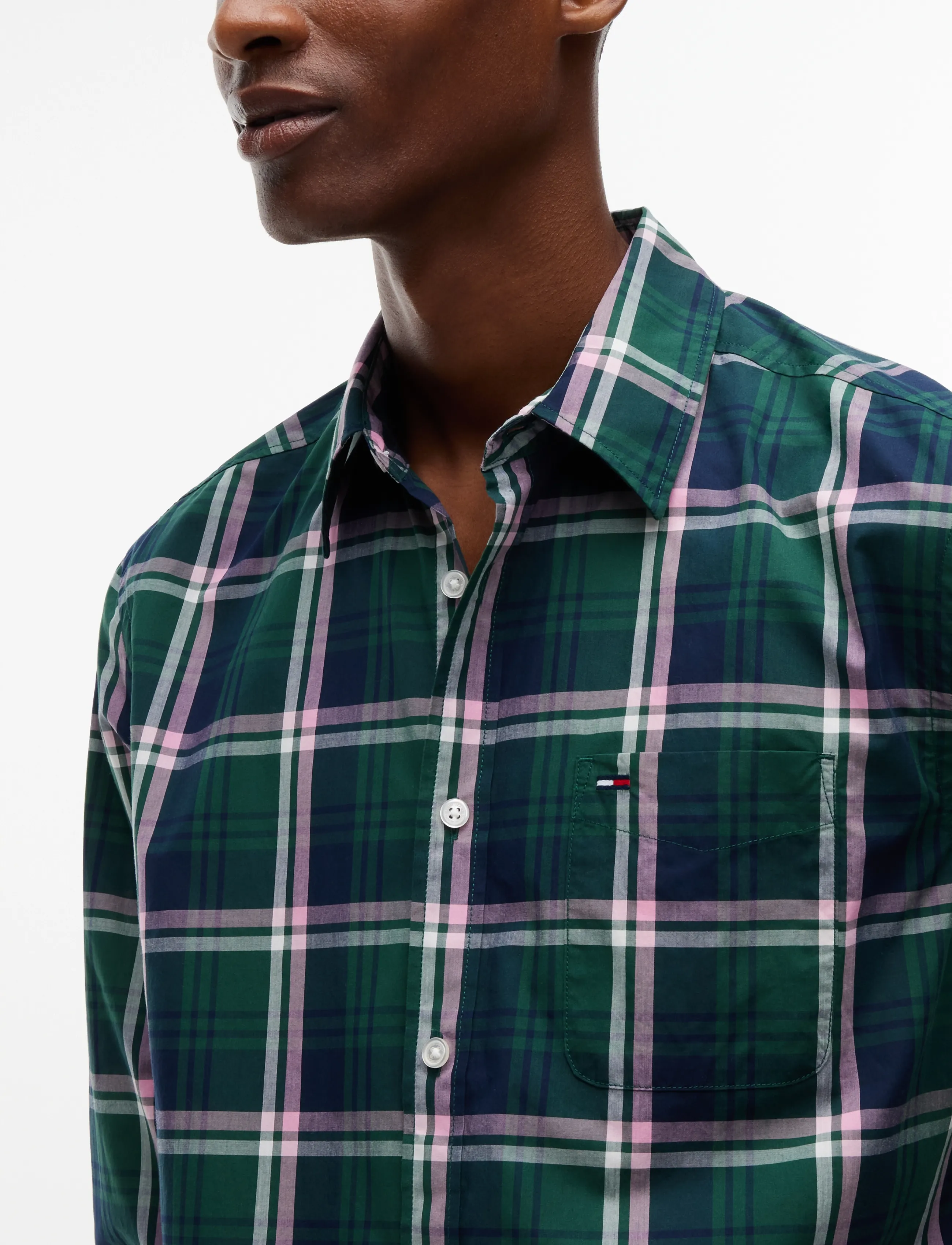 Tommy Jeans - TJM REG POPLIN PATTERN SHIRT - rutiga skjortor - velvet green check - 3