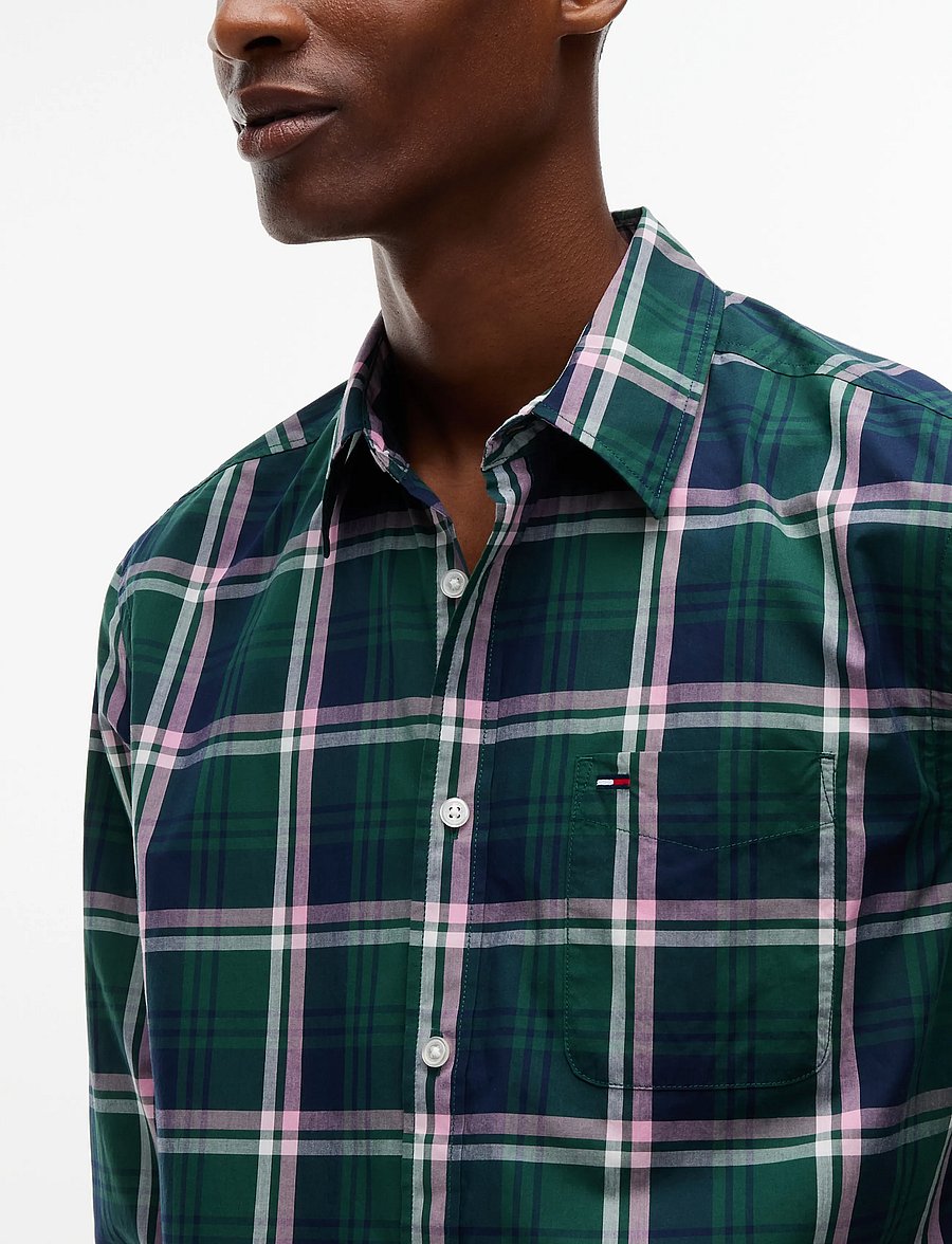 Tommy Jeans - TJM REG POPLIN PATTERN SHIRT - rutiga skjortor - velvet green check - 3