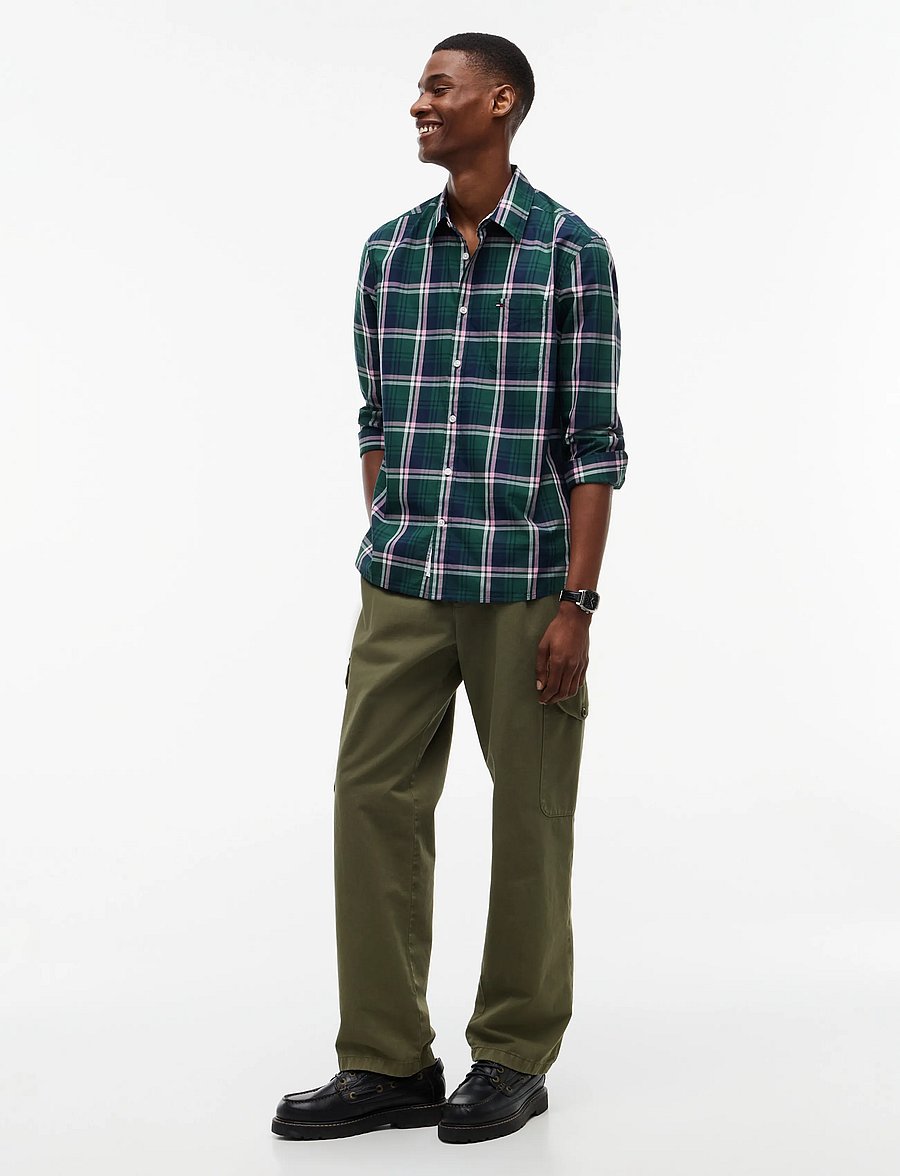 Tommy Jeans - TJM REG POPLIN PATTERN SHIRT - rutiga skjortor - velvet green check - 4