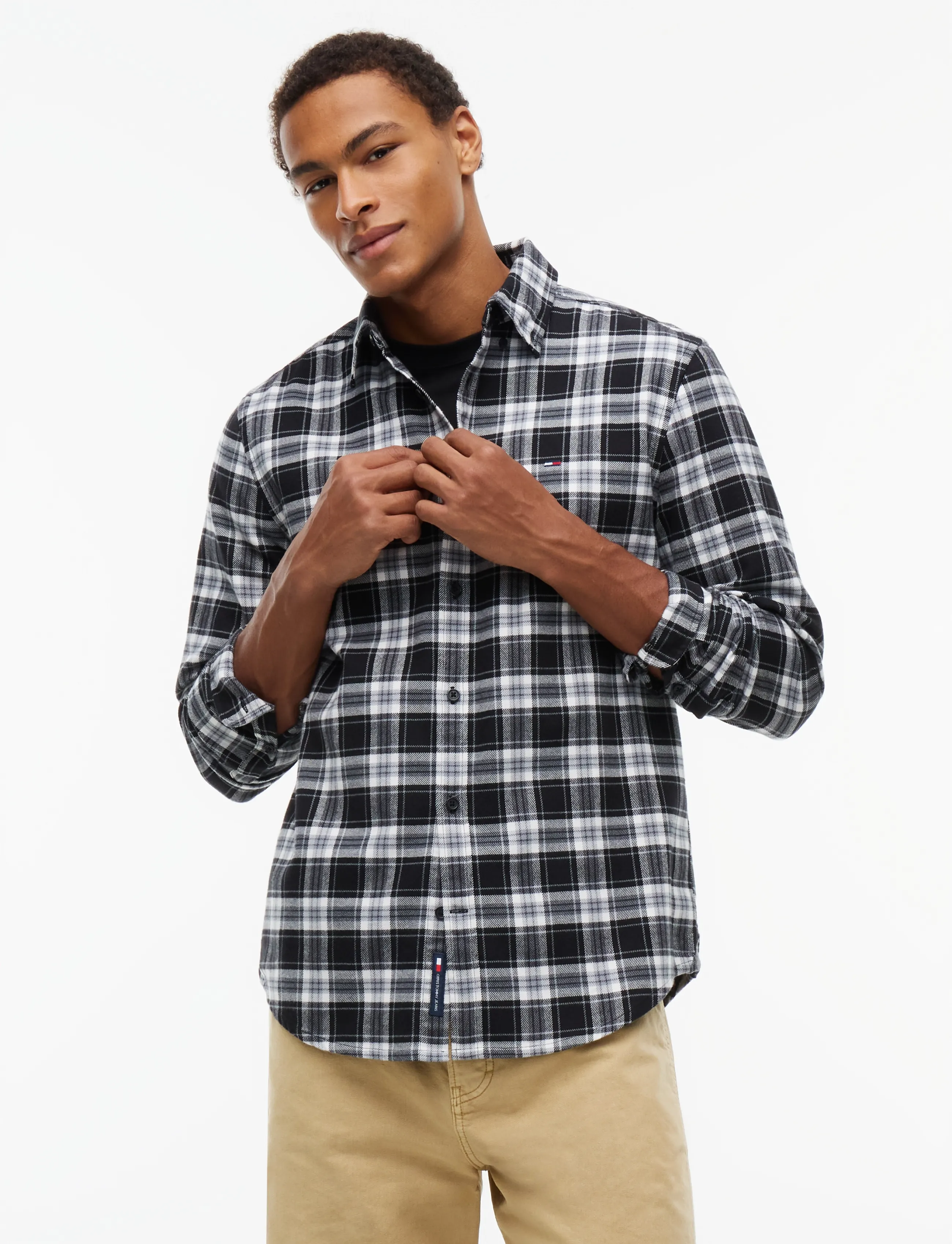 Tommy Jeans TJM REG FLANNEL CHECK SHIRT EXT - Checkered shirts - BLACK CHECK / black