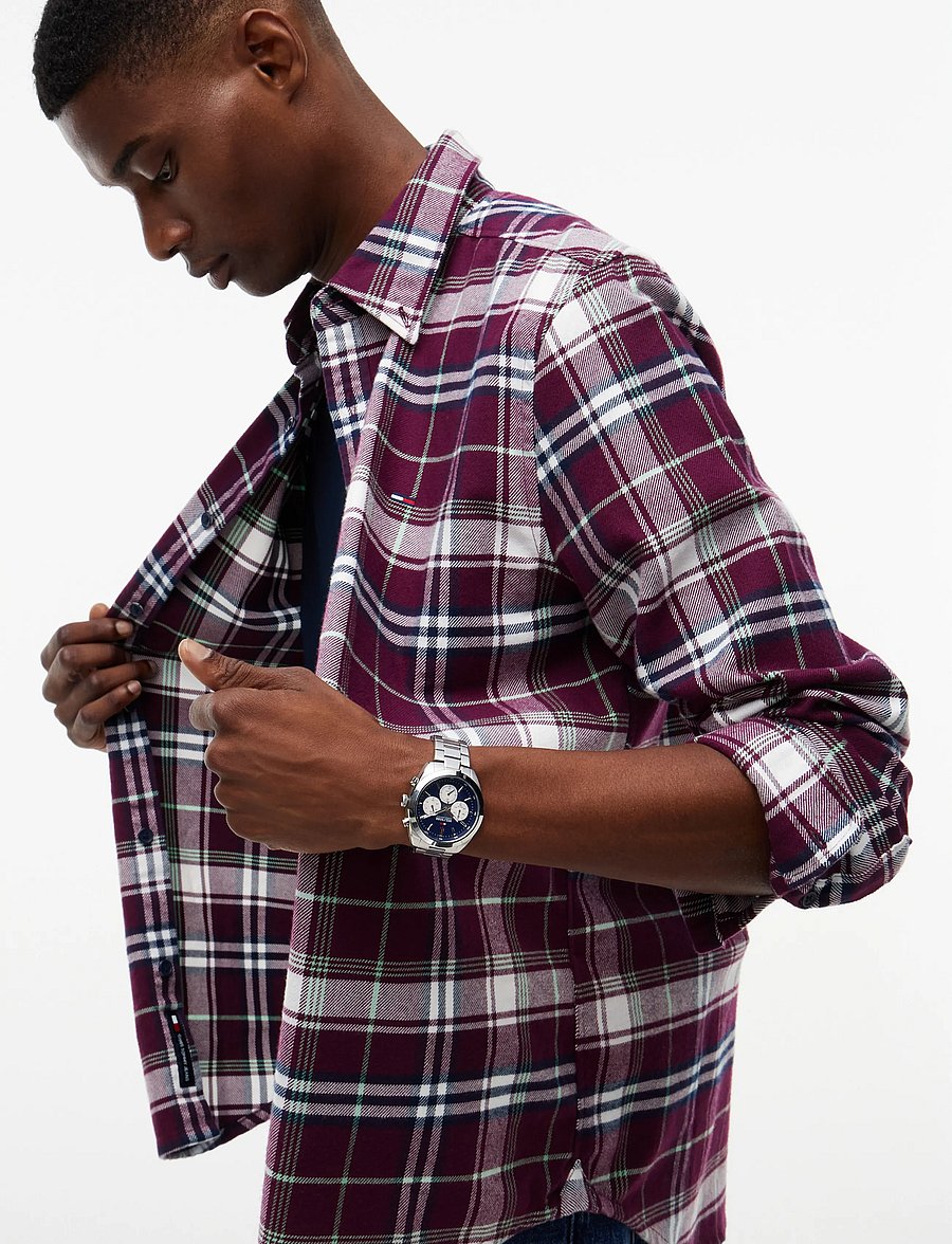 Tommy Jeans - TJM REG FLANNEL CHECK SHIRT EXT - rutiga skjortor - calypso berry check - 3