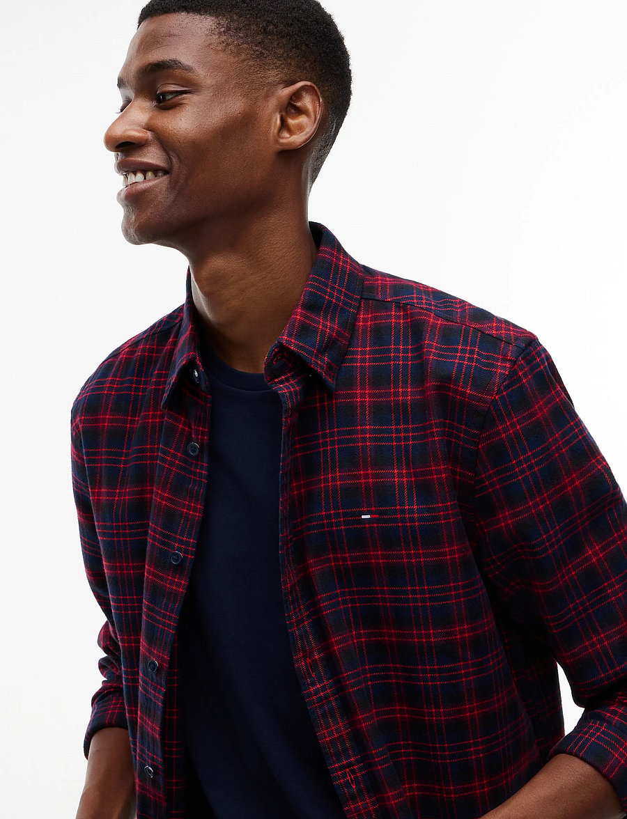 Tommy Jeans - TJM REG FLANNEL CHECK SHIRT EXT - checkered shirts - fierce red check - 3