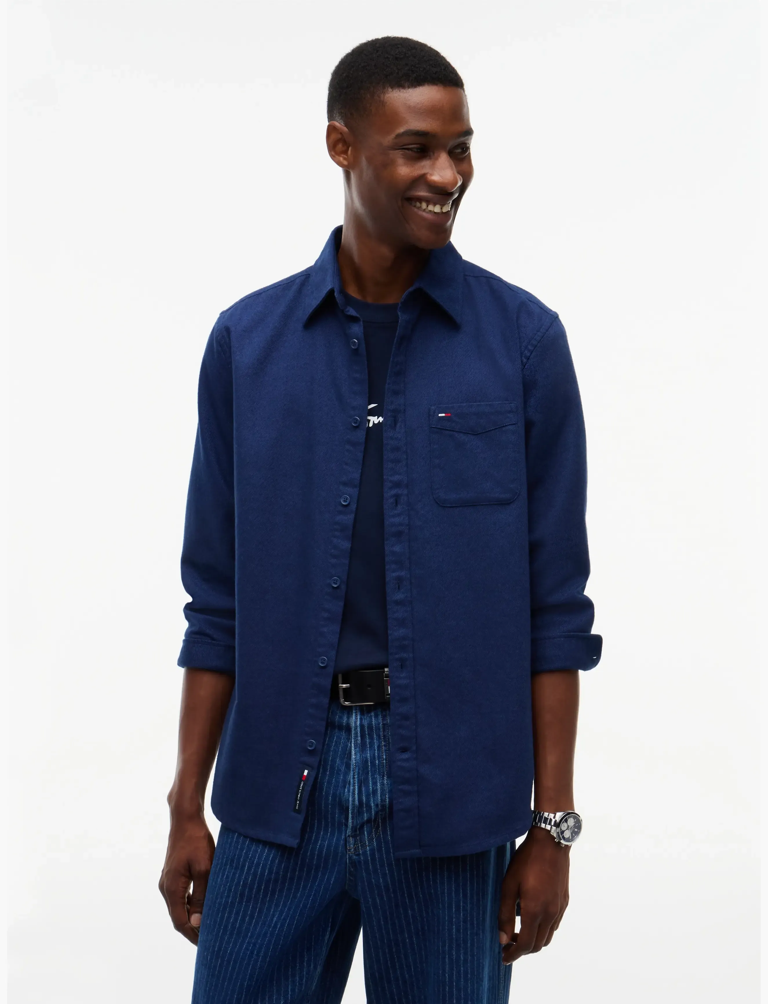 Tommy Jeans Tjm Reg Flannel Shirt Ext, L, Shirts, Marineblau - Casual Männerswear