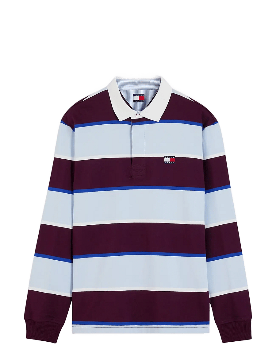 Tommy Jeans - TJM STRIPED RUGBY - langärmelig - calypso berry stripe - 1