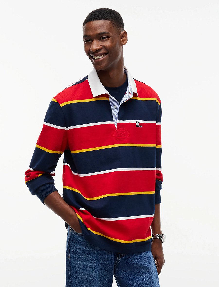 Tommy Jeans - TJM STRIPED RUGBY - scarlet flare stripe - 0