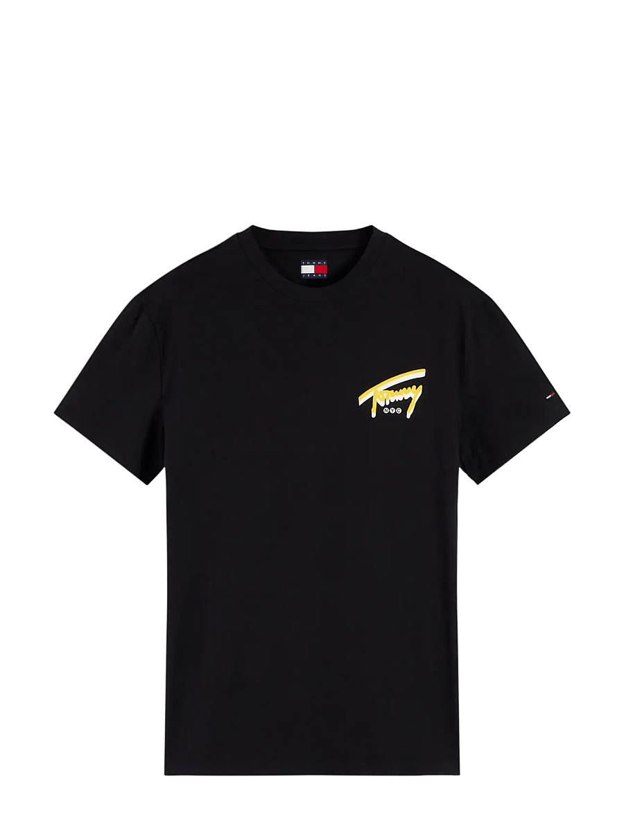 Tommy Jeans - TJM REG SIGN BACKPRINT TEE EXT - kurzärmelige t-shirts - black - 1