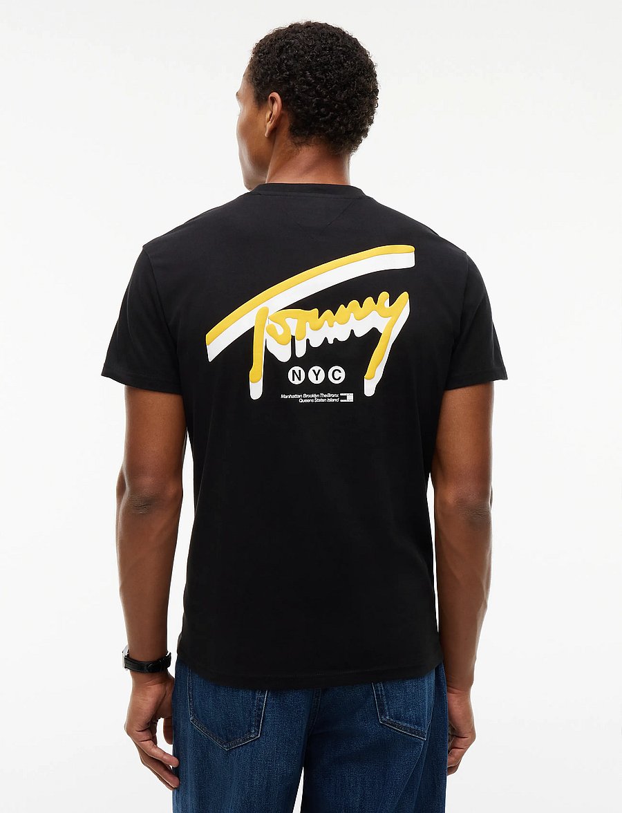 Tommy Jeans - TJM REG SIGN BACKPRINT TEE EXT - kurzärmelige t-shirts - black - 2