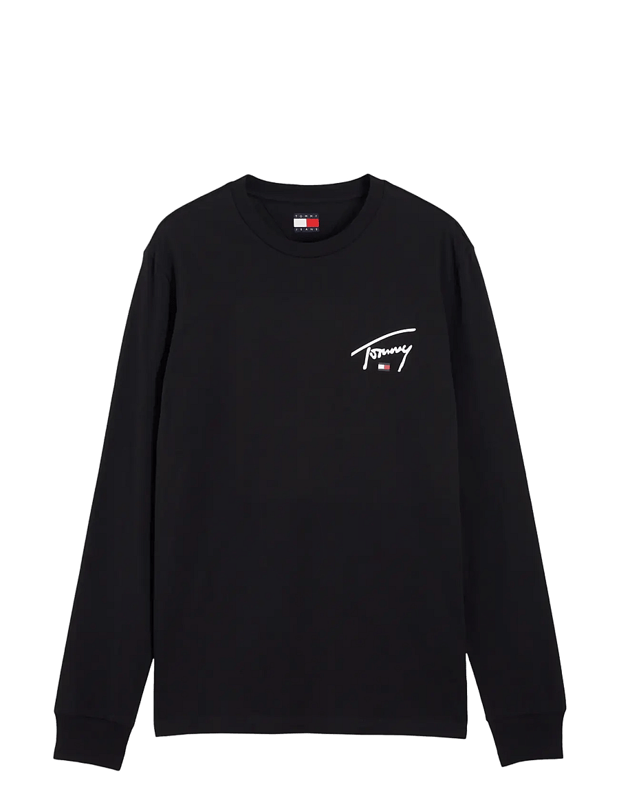 Tommy Jeans - TJM SLIM SIGNATURE CHEST TEE LS - pikkade varrukatega t-särgid - black - 1
