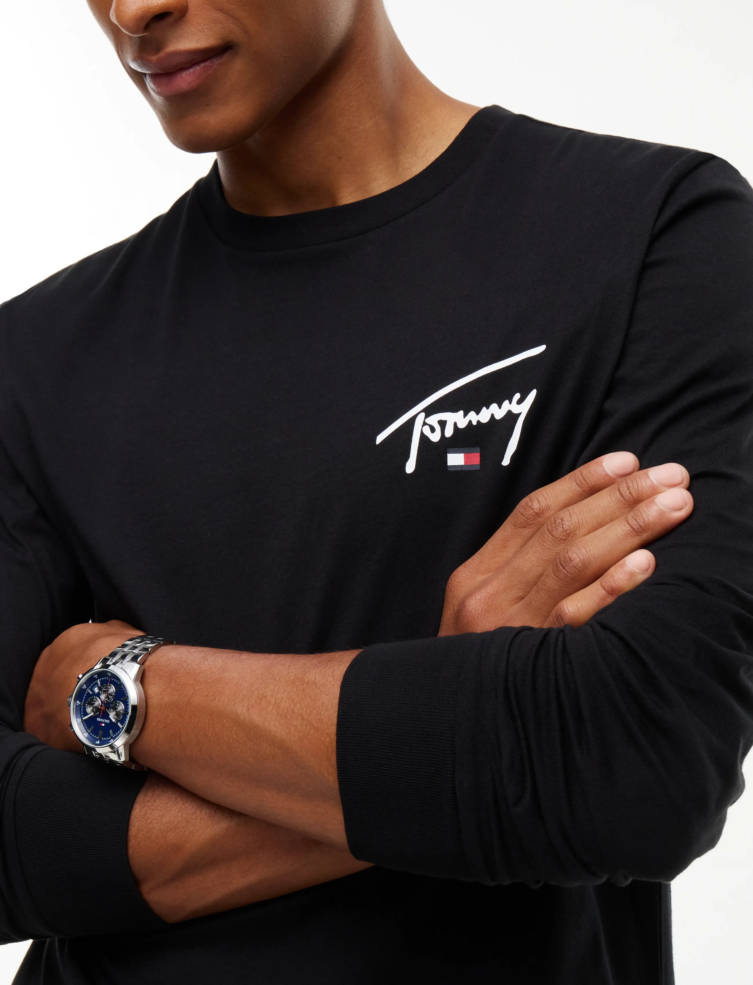 Tommy Jeans - TJM SLIM SIGNATURE CHEST TEE LS - pikkade varrukatega t-särgid - black - 3