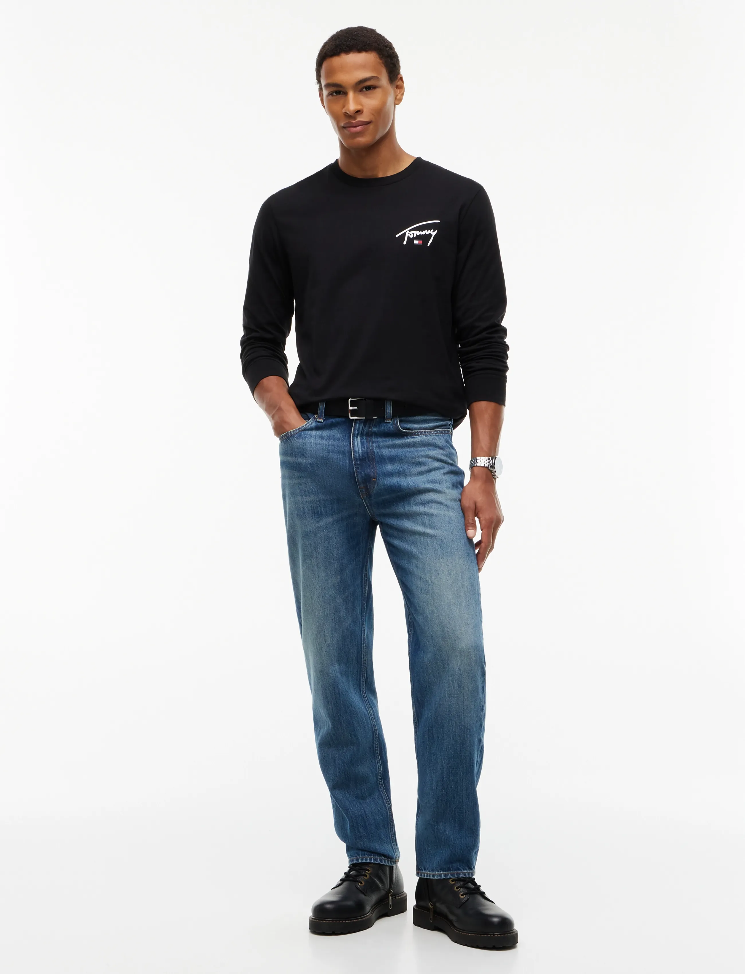 Tommy Jeans - TJM SLIM SIGNATURE CHEST TEE LS - pikkade varrukatega t-särgid - black - 4