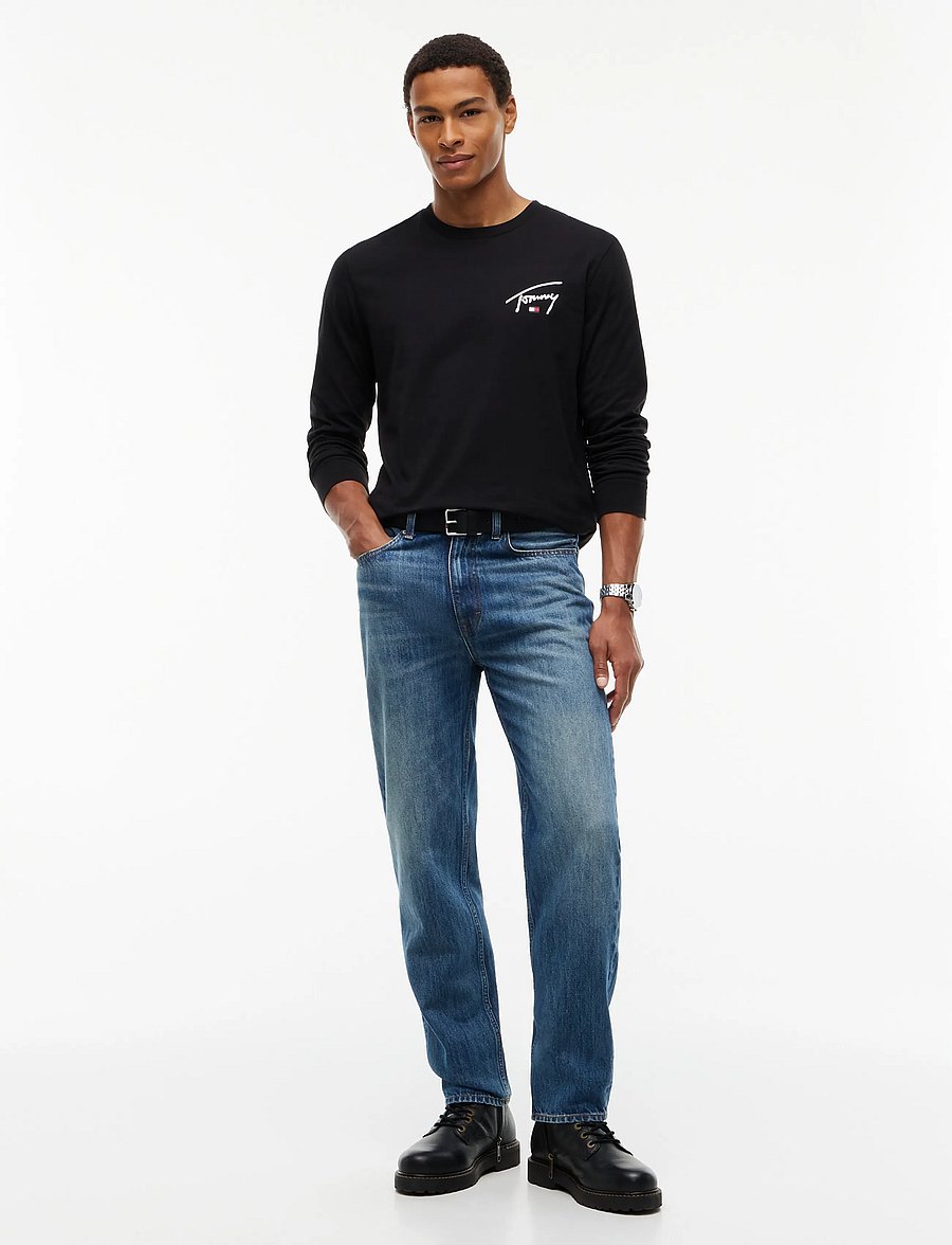 Tommy Jeans - TJM SLIM SIGNATURE CHEST TEE LS - pikkade varrukatega t-särgid - black - 4