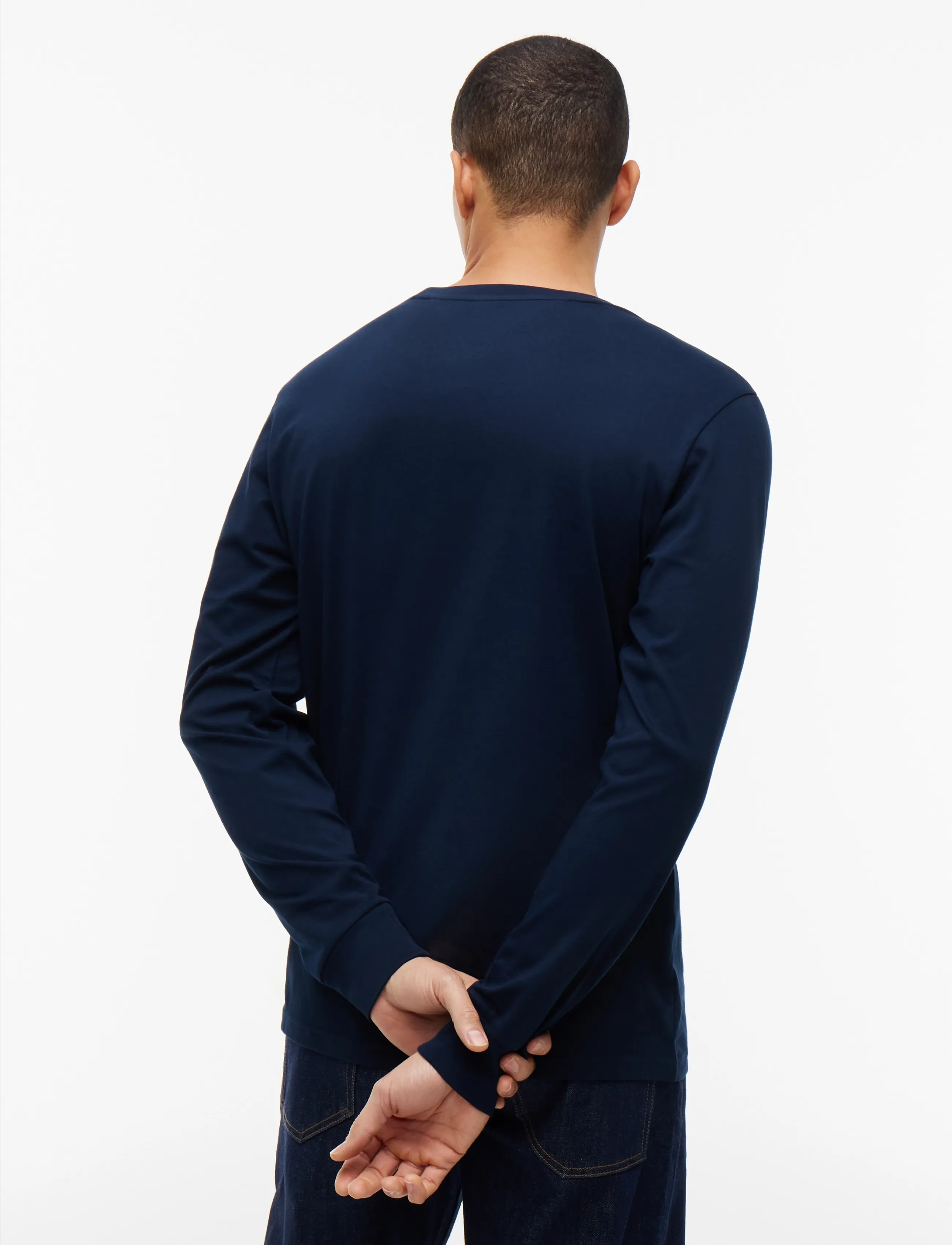 Tommy Jeans - TJM SLIM SIGNATURE CHEST TEE LS - langärmelige t-shirts - dark blue - 2