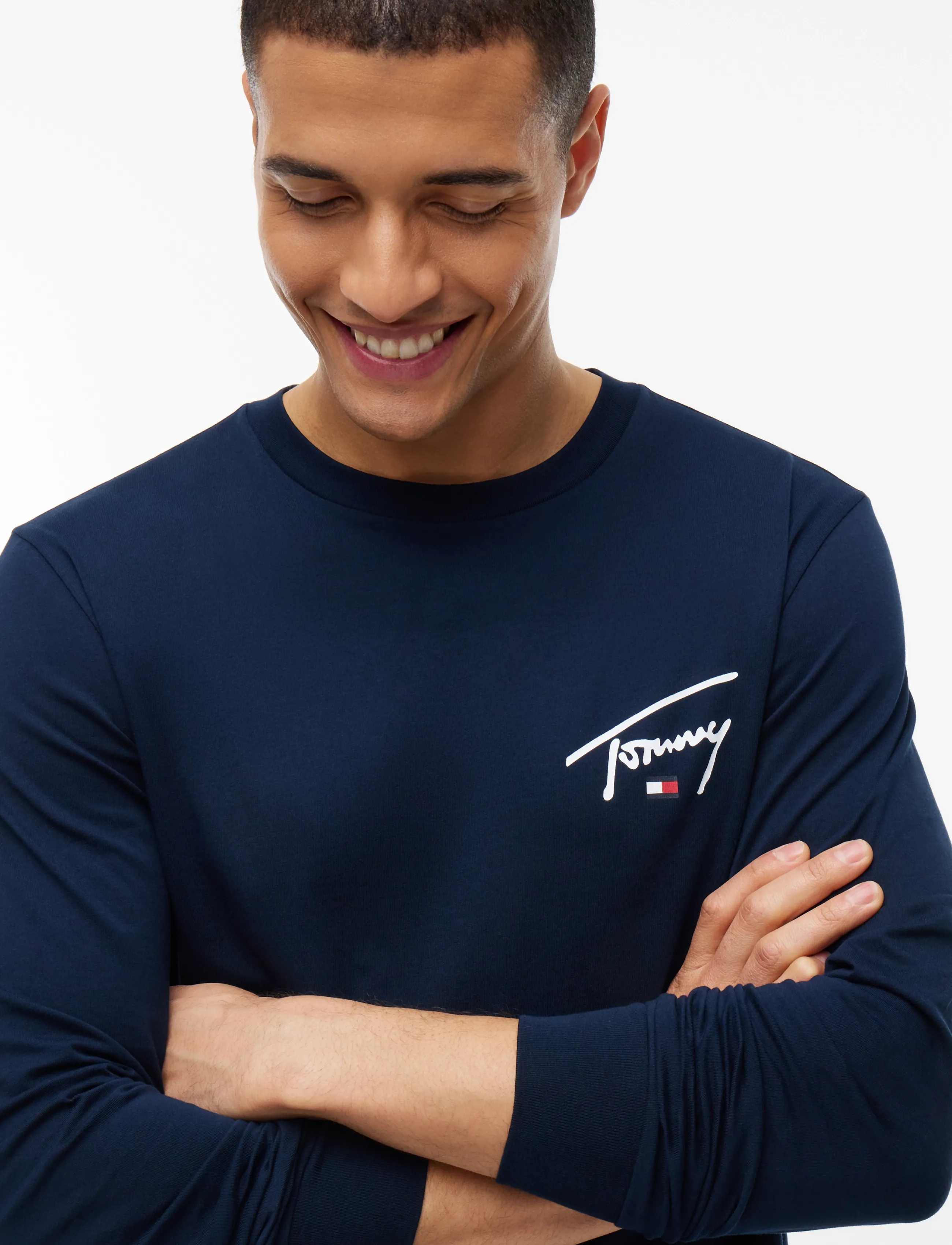 Tommy Jeans - TJM SLIM SIGNATURE CHEST TEE LS - langärmelige t-shirts - dark blue - 3