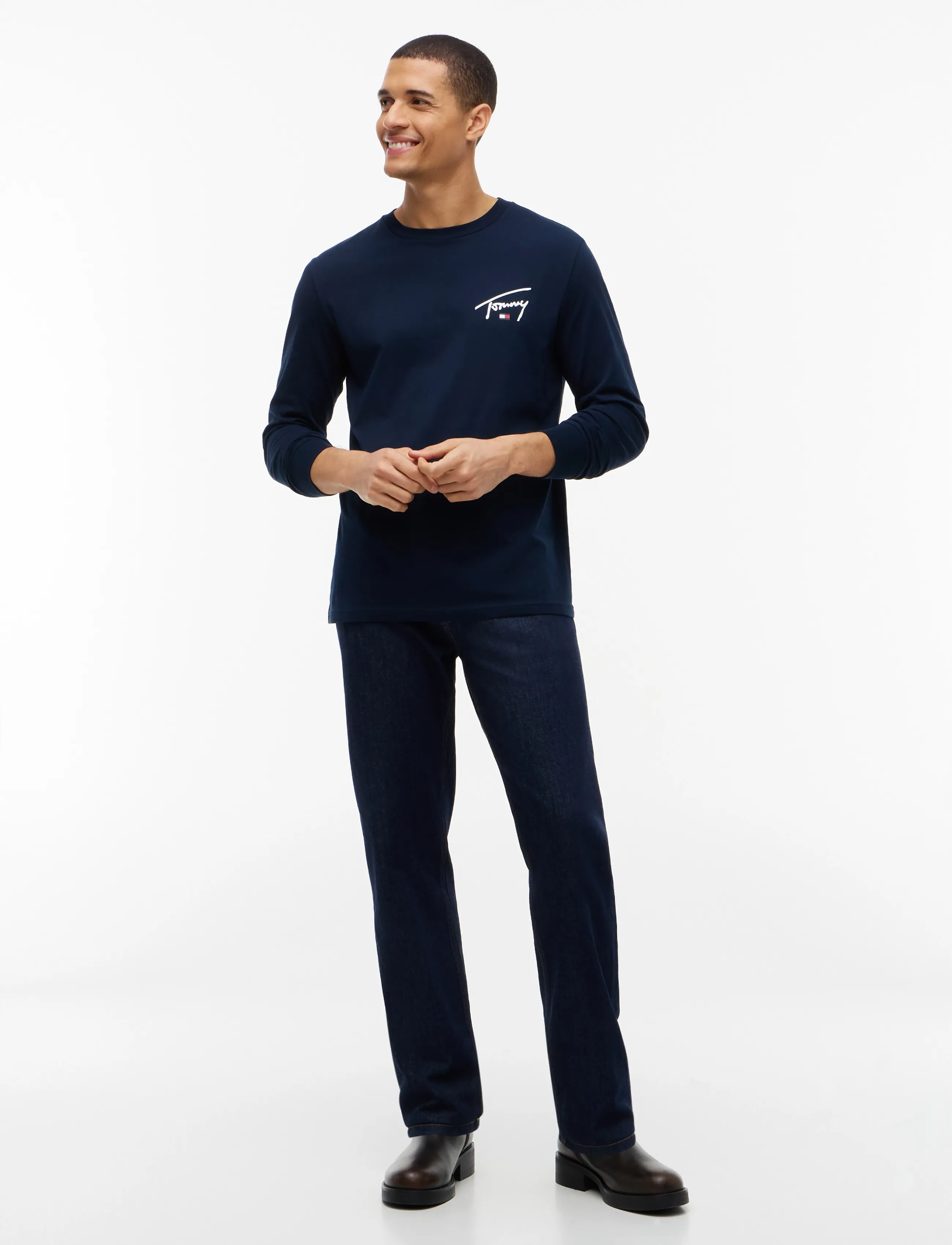 Tommy Jeans - TJM SLIM SIGNATURE CHEST TEE LS - langärmelige t-shirts - dark blue - 4
