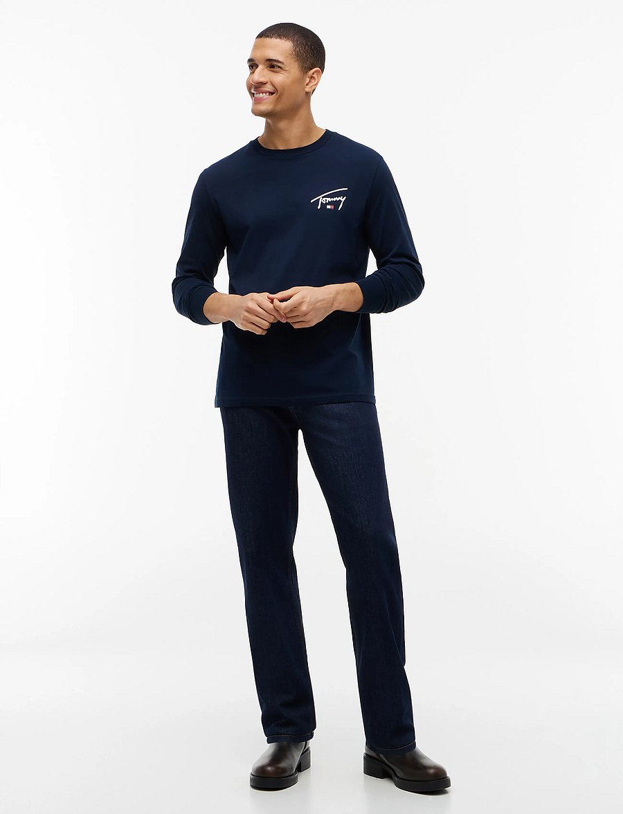 Tommy Jeans - TJM SLIM SIGNATURE CHEST TEE LS - langärmelige t-shirts - dark blue - 4