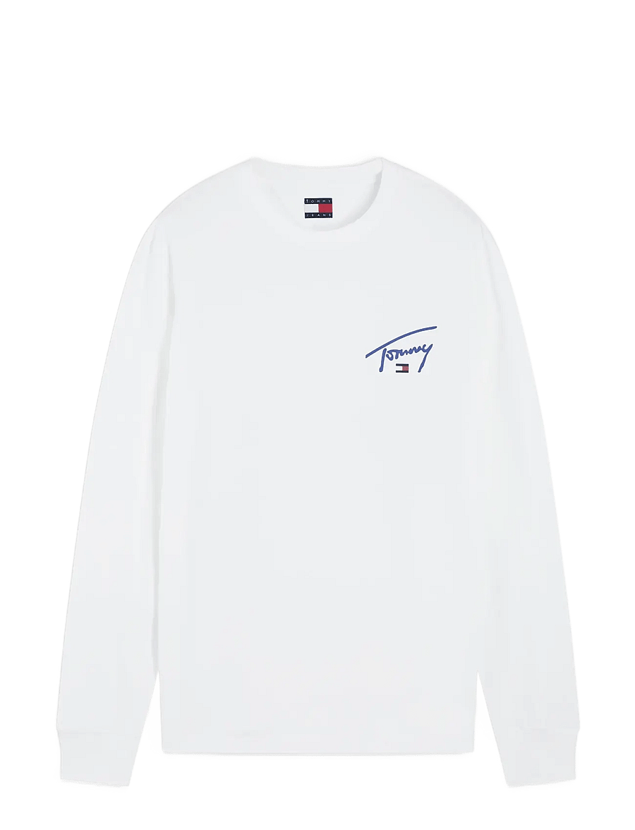 Tommy Jeans - TJM SLIM SIGNATURE CHEST TEE LS - langärmelige t-shirts - ecru - 1