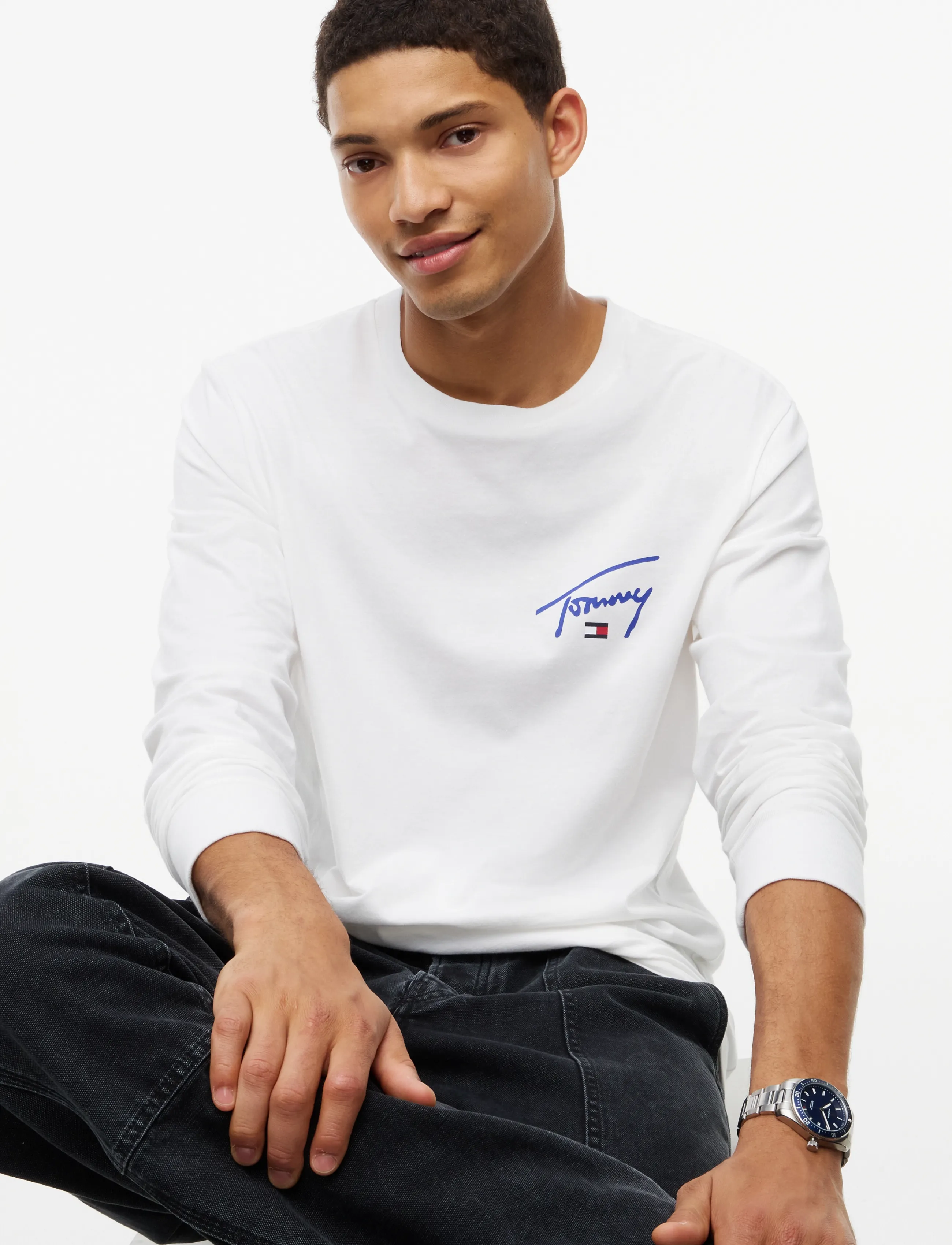 Tommy Jeans - TJM SLIM SIGNATURE CHEST TEE LS - langärmelige t-shirts - ecru - 3