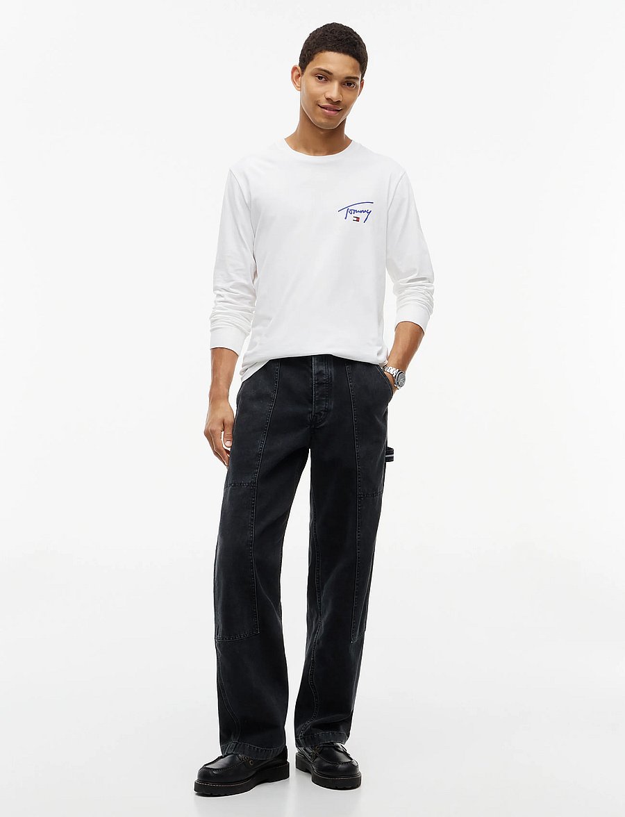 Tommy Jeans - TJM SLIM SIGNATURE CHEST TEE LS - langärmelige t-shirts - ecru - 4