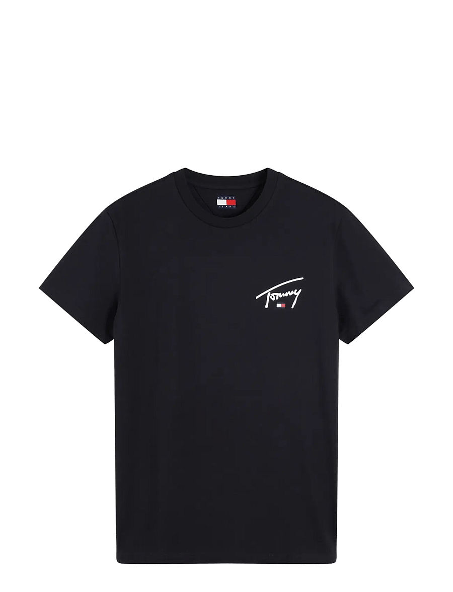 Tommy Jeans - TJM SLIM SIGNATURE CHEST TEE EXT - lühikeste varrukatega t-särgid - black - 1