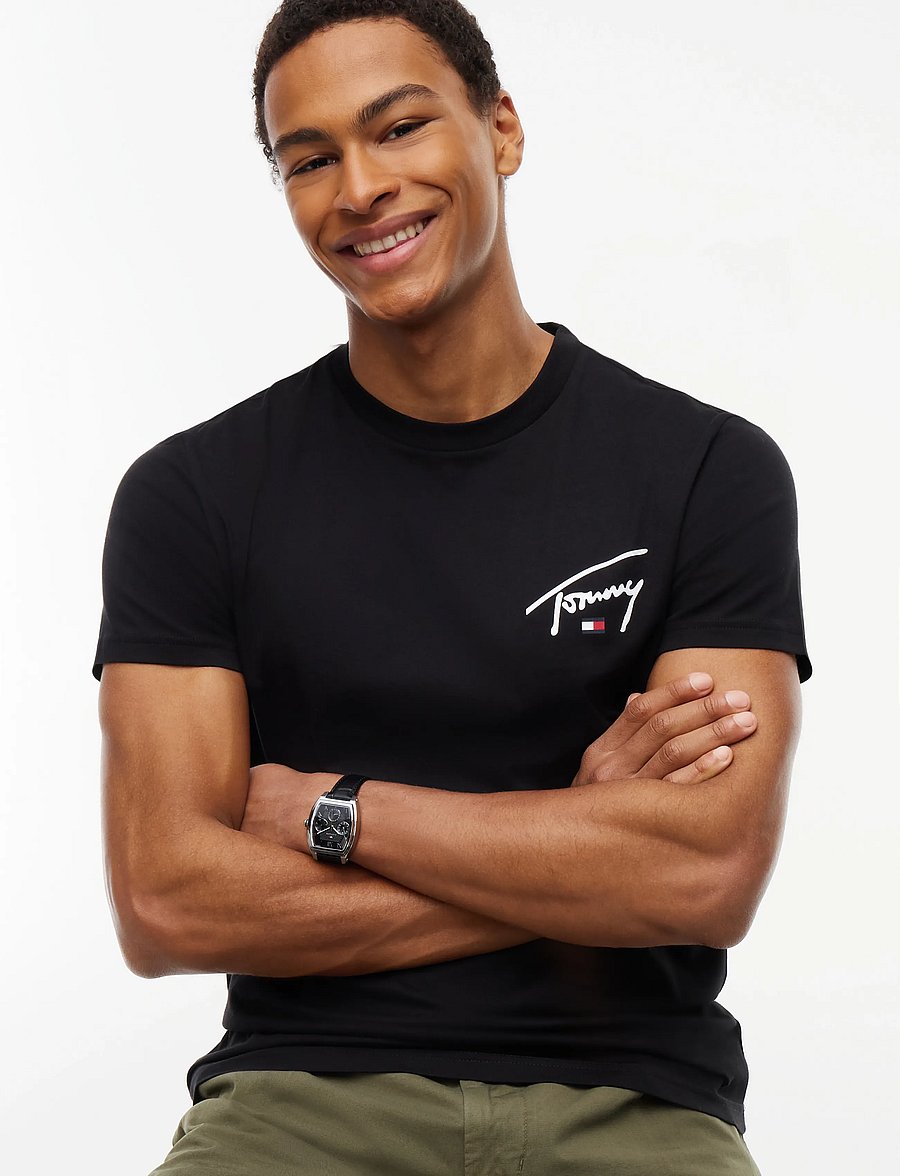Tommy Jeans - TJM SLIM SIGNATURE CHEST TEE EXT - lühikeste varrukatega t-särgid - black - 3