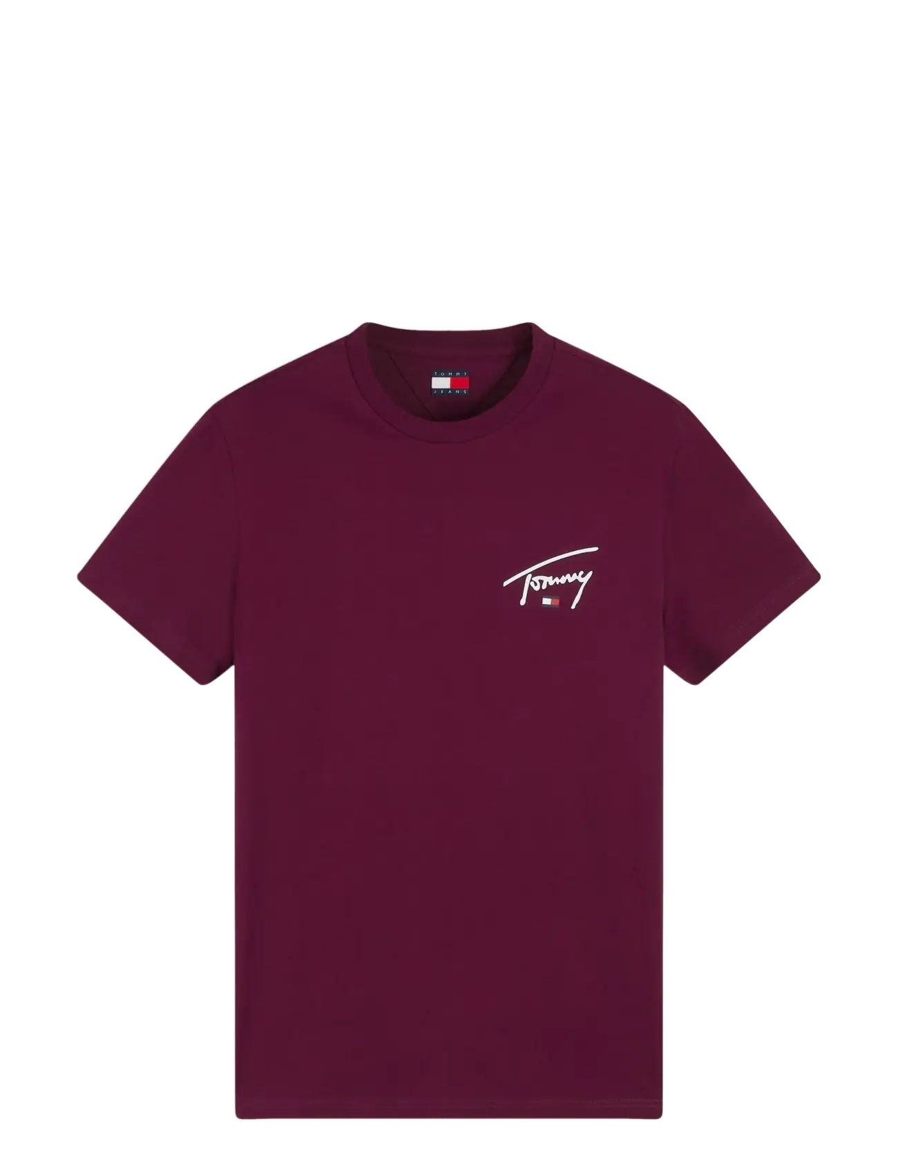 Tommy Jeans - TJM SLIM SIGNATURE CHEST TEE EXT - kurzärmelige t-shirts - calypso berry - 1