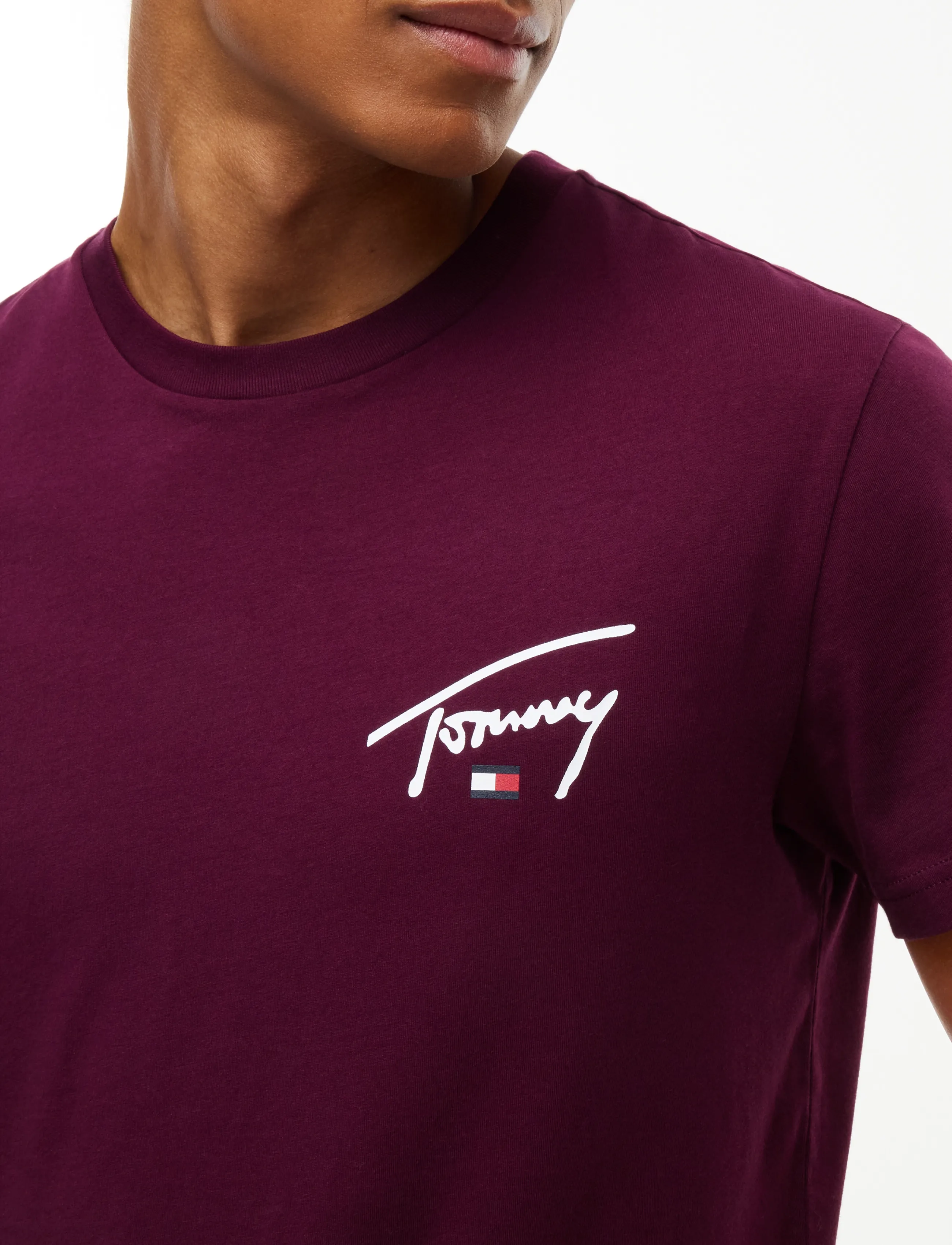 Tommy Jeans - TJM SLIM SIGNATURE CHEST TEE EXT - kurzärmelige t-shirts - calypso berry - 3