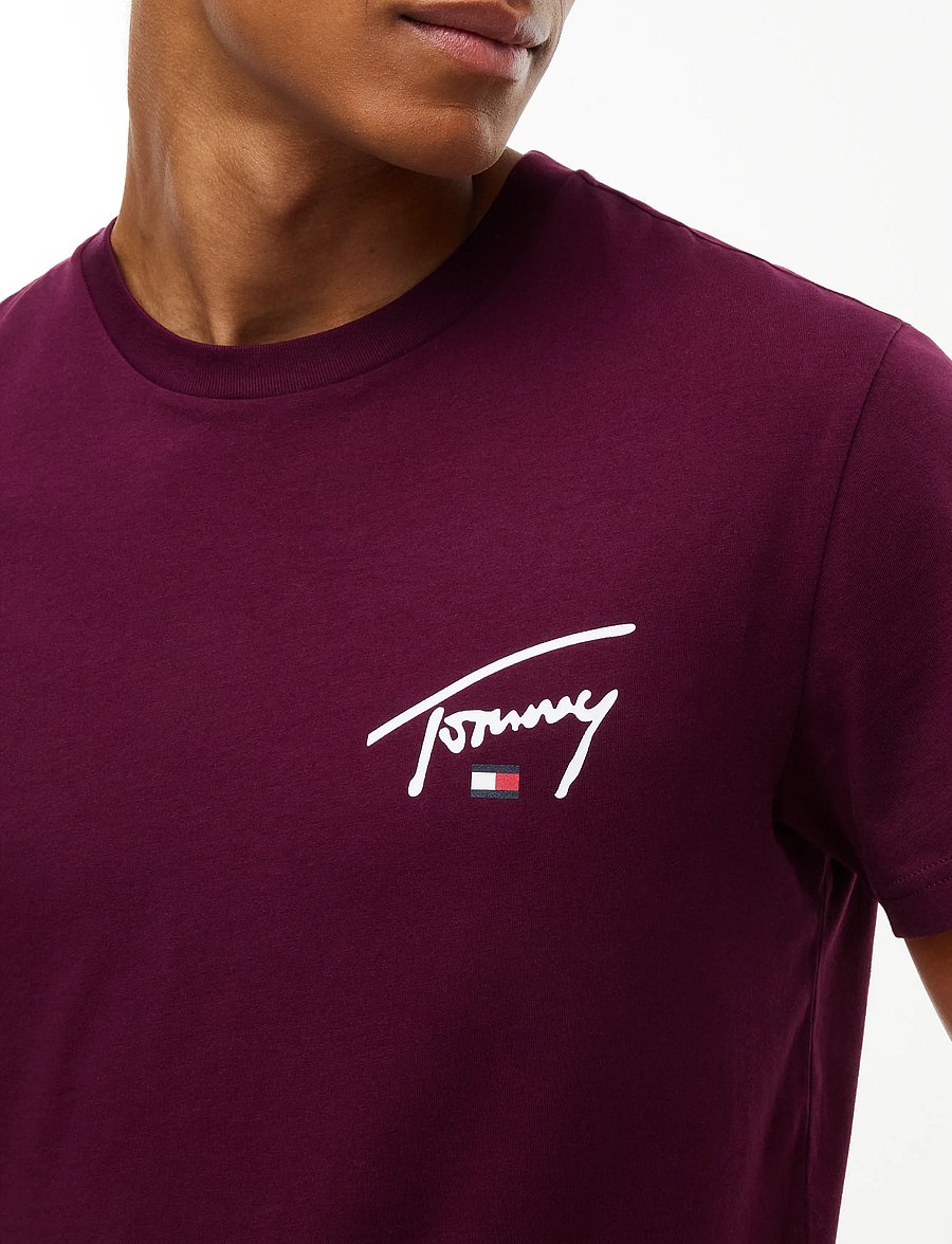 Tommy Jeans - TJM SLIM SIGNATURE CHEST TEE EXT - kurzärmelige t-shirts - calypso berry - 3