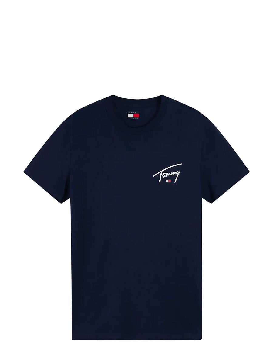 Tommy Jeans - TJM SLIM SIGNATURE CHEST TEE EXT - lühikeste varrukatega t-särgid - dark blue - 1