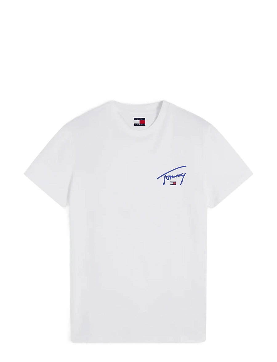 Tommy Jeans - TJM SLIM SIGNATURE CHEST TEE EXT - kurzärmelige t-shirts - ecru - 1
