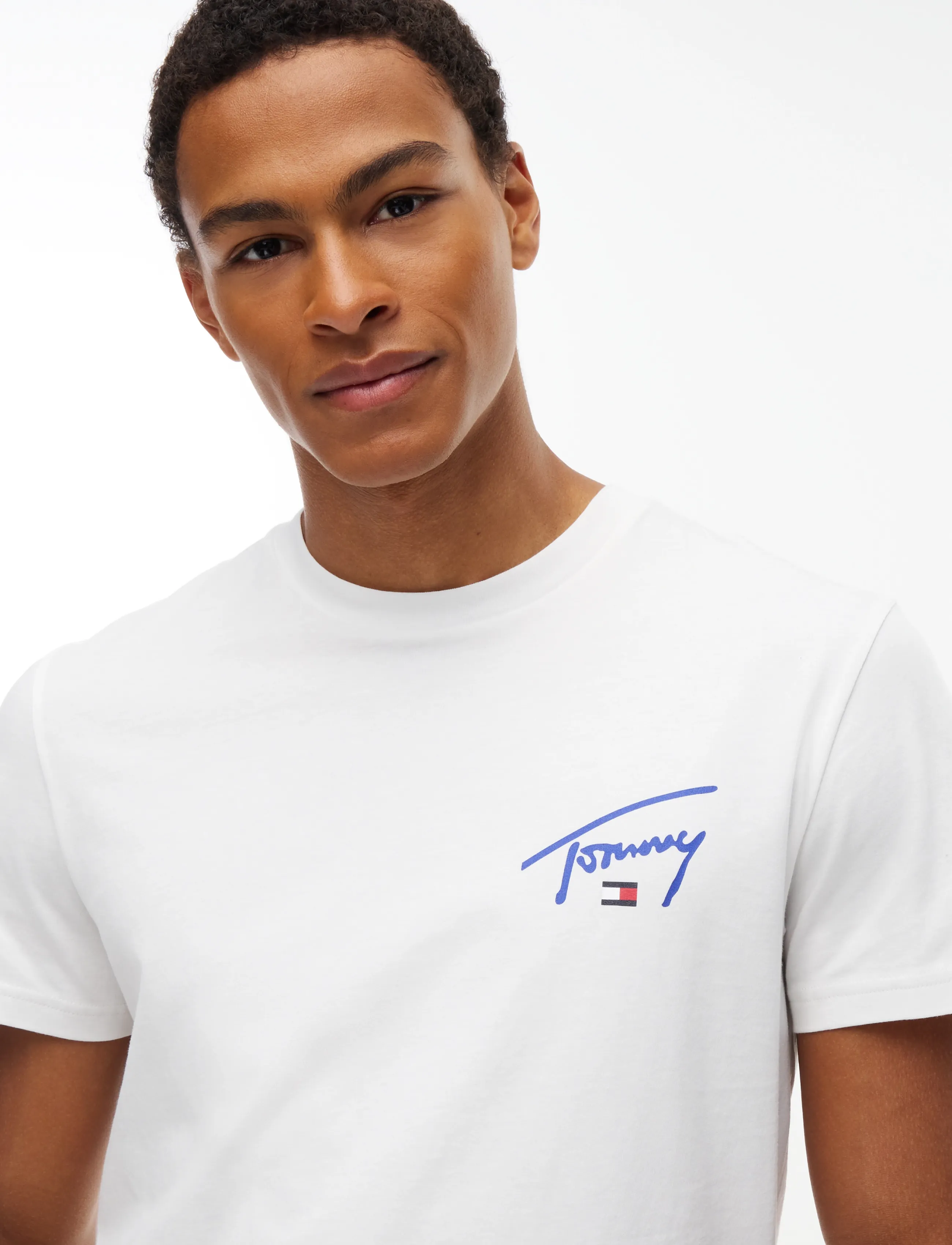 Tommy Jeans - TJM SLIM SIGNATURE CHEST TEE EXT - kurzärmelige t-shirts - ecru - 3