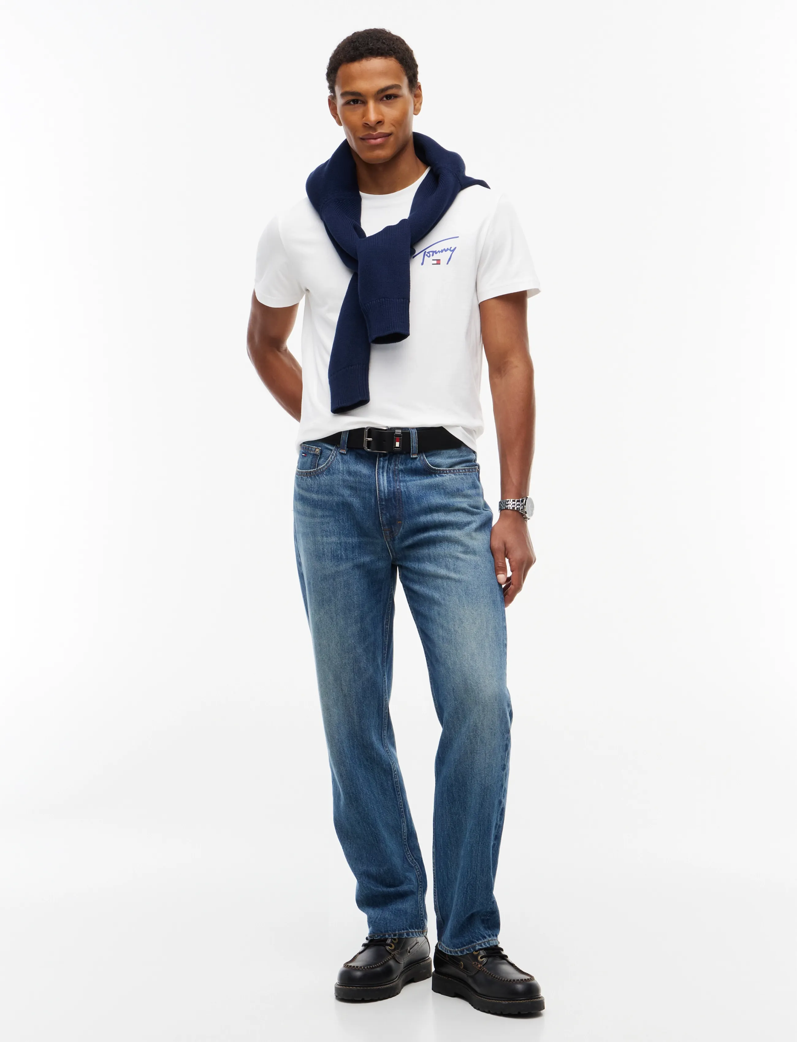Tommy Jeans - TJM SLIM SIGNATURE CHEST TEE EXT - kurzärmelige t-shirts - ecru - 4