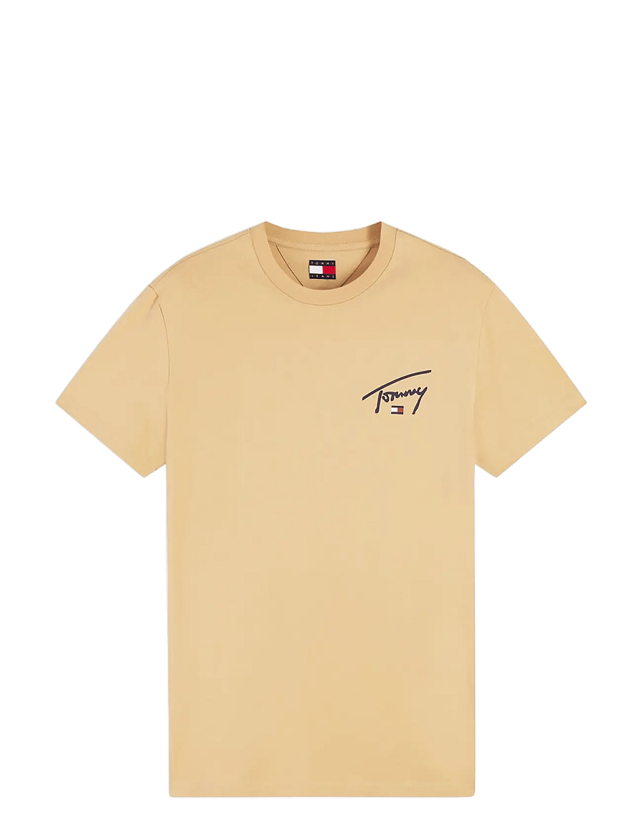 Tommy Jeans - TJM SLIM SIGNATURE CHEST TEE EXT - lühikeste varrukatega t-särgid - sandy beige - 1
