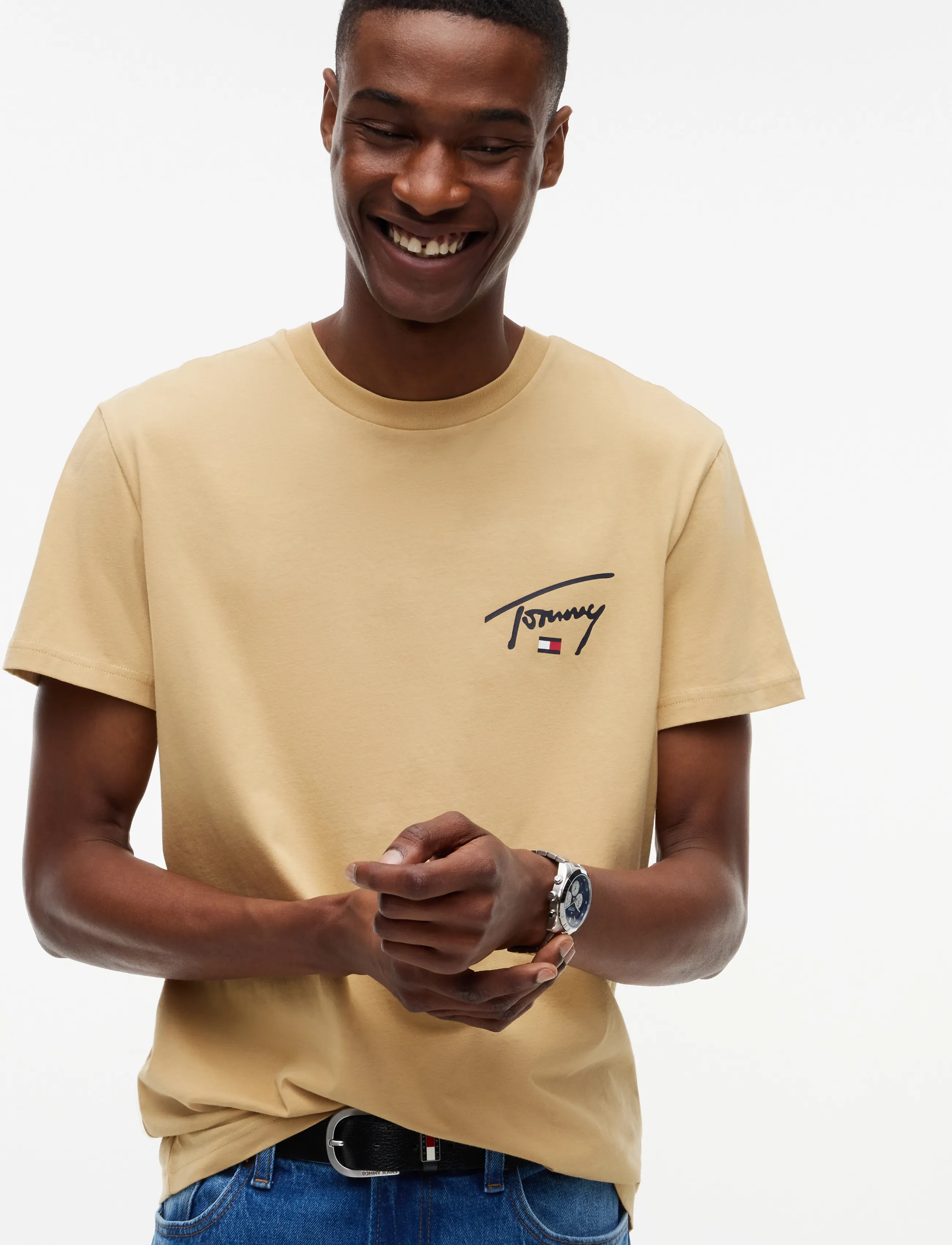 Tommy Jeans - TJM SLIM SIGNATURE CHEST TEE EXT - sandy beige - 3