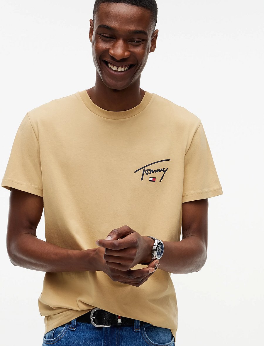 Tommy Jeans - TJM SLIM SIGNATURE CHEST TEE EXT - lühikeste varrukatega t-särgid - sandy beige - 3
