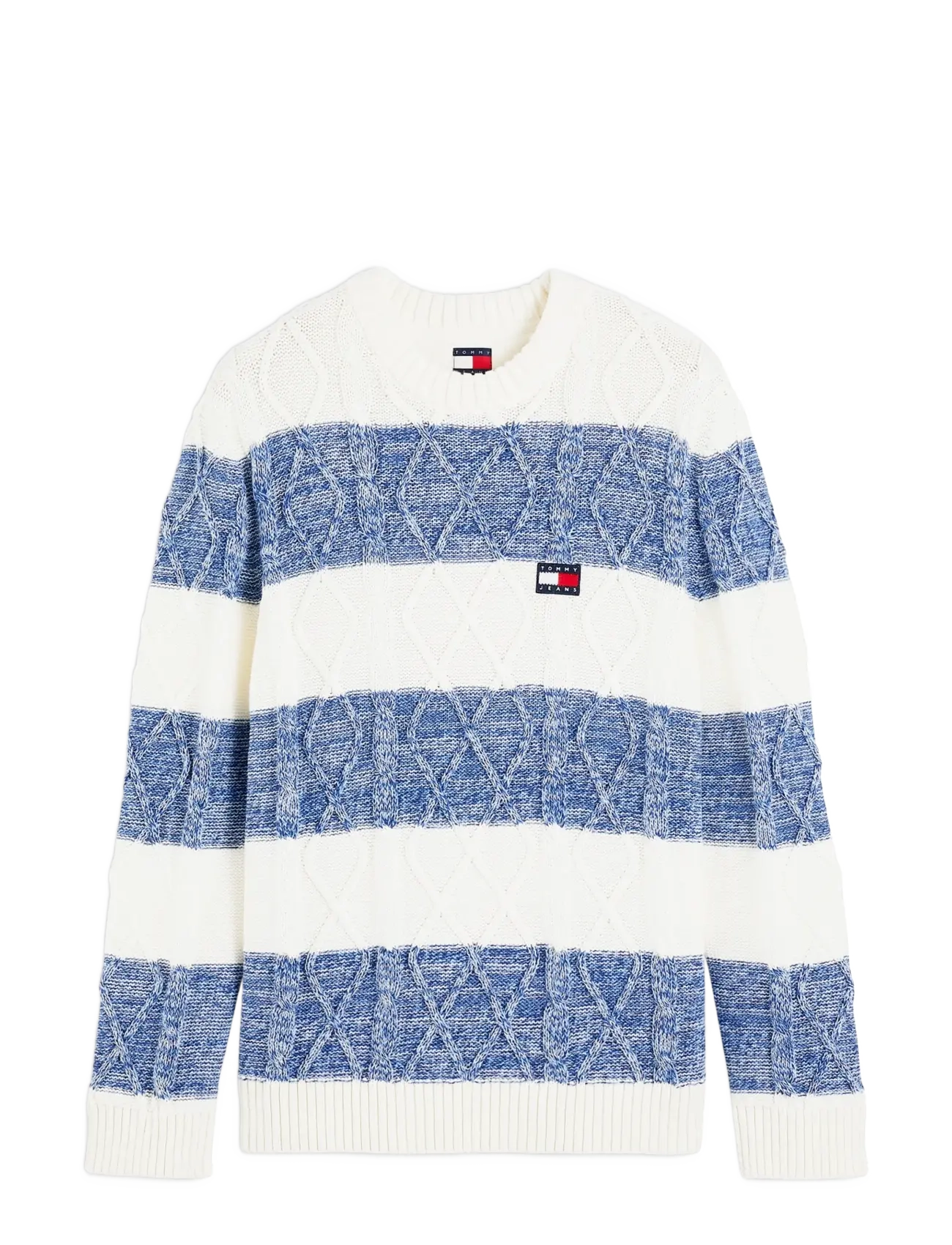 Tommy Jeans - TJM REG STRIPED CABLE SWEATER - off white stripe - 1