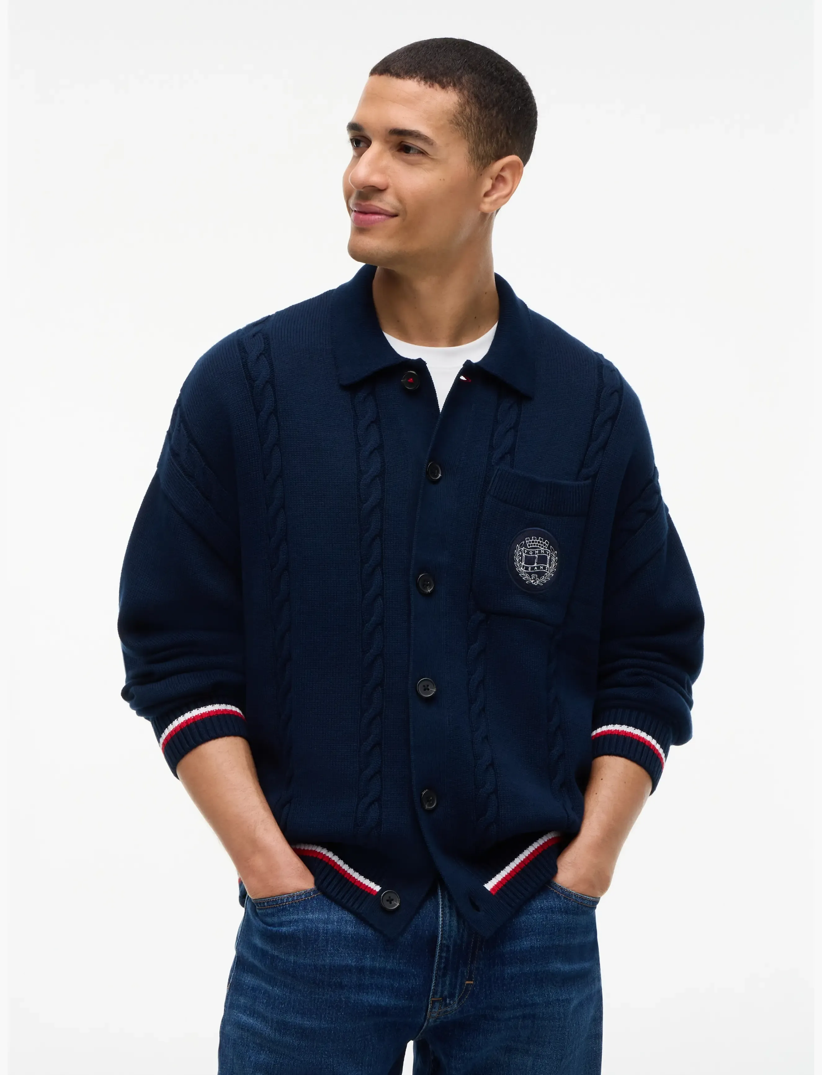 Tommy Jeans - TJM RLX CABLE KNITTED CARDIGAN - dark blue - 0