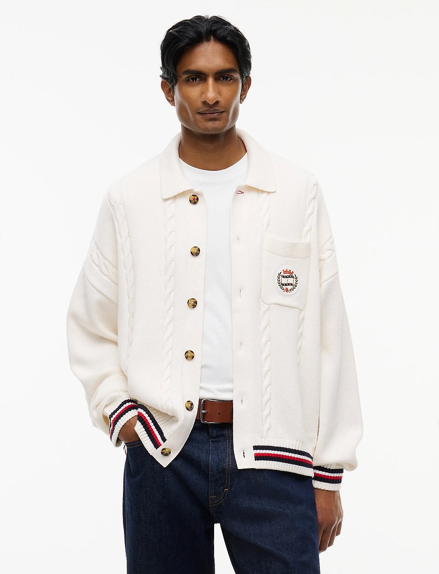 Tommy Jeans - TJM RLX CABLE KNITTED CARDIGAN - kardiganid - off white - 0
