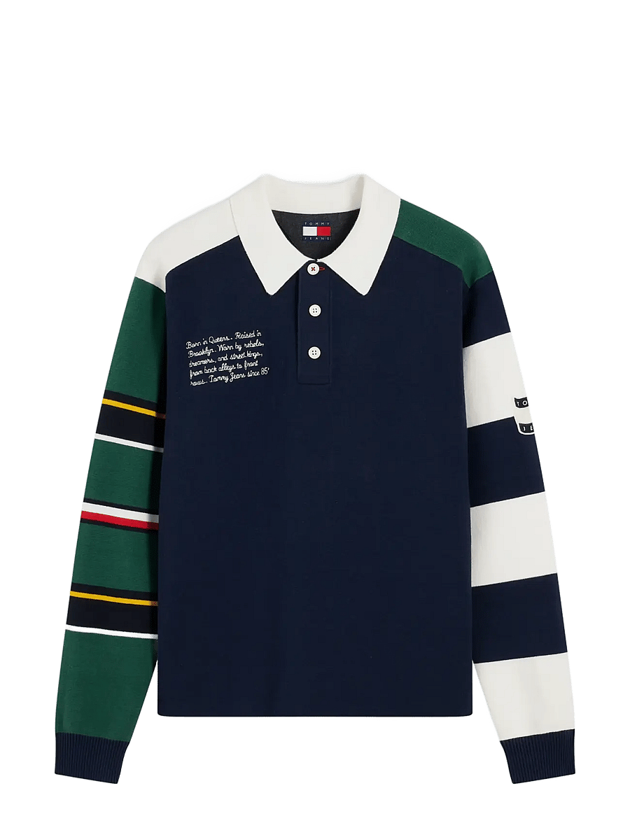 Tommy Jeans - TJM REG TOMMY KNITTED RUGBY EXT - langärmelige strick-polohemden - dark blue multi - 1