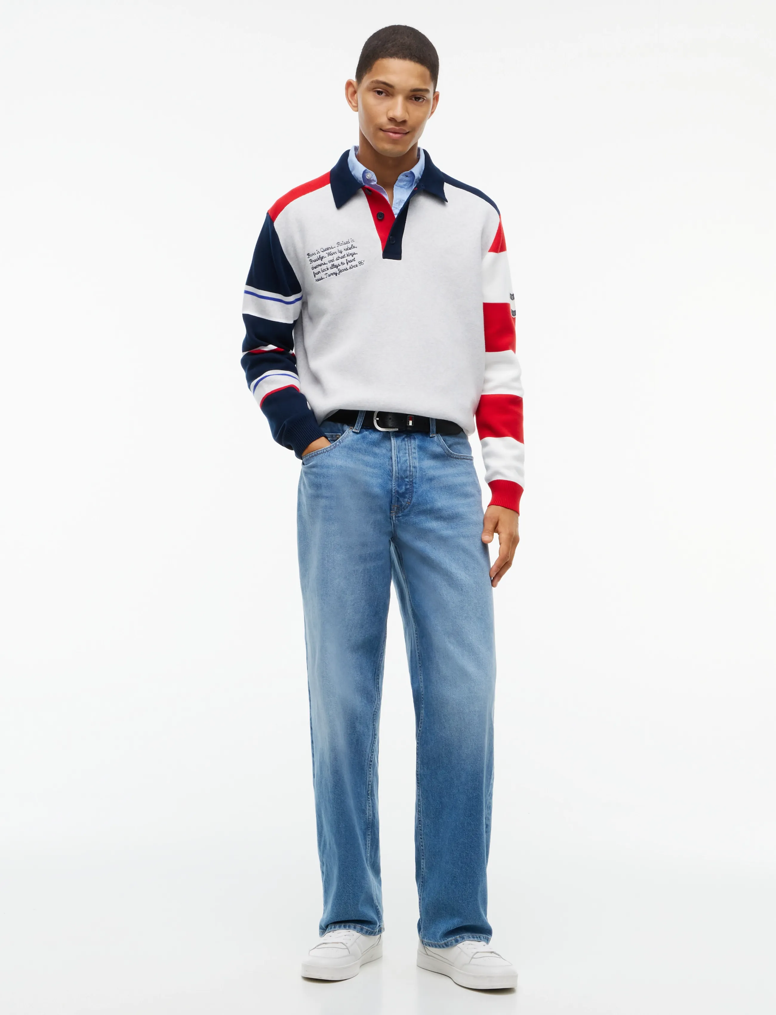 Tommy Jeans - TJM REG TOMMY KNITTED RUGBY EXT - langärmelige strick-polohemden - ice grey heather multi - 4