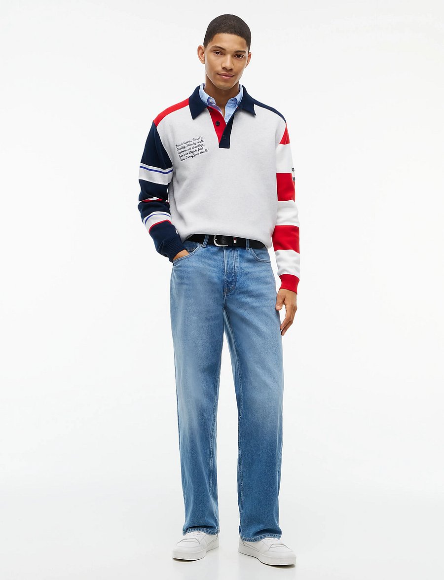 Tommy Jeans - TJM REG TOMMY KNITTED RUGBY EXT - langärmelige strick-polohemden - ice grey heather multi - 4