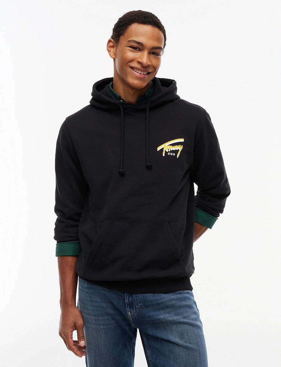 Tommy Jeans - TJM REG NYC SIGNATURE HOODIE EXT - kapuutsiga pusad - black - 0
