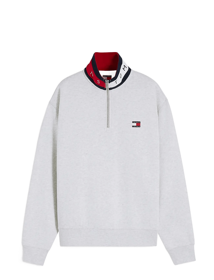 Tommy Jeans - TJM RLX BRANDED COLLAR QZ EXT - dressipluusid - ice grey heather - 1