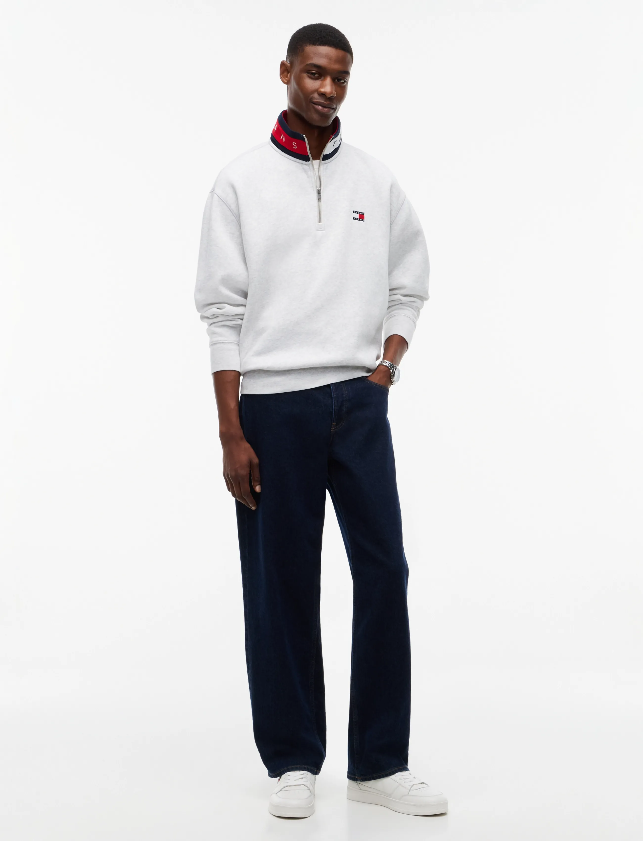 Tommy Jeans - TJM RLX BRANDED COLLAR QZ EXT - shoppa efter stil - ice grey heather - 4