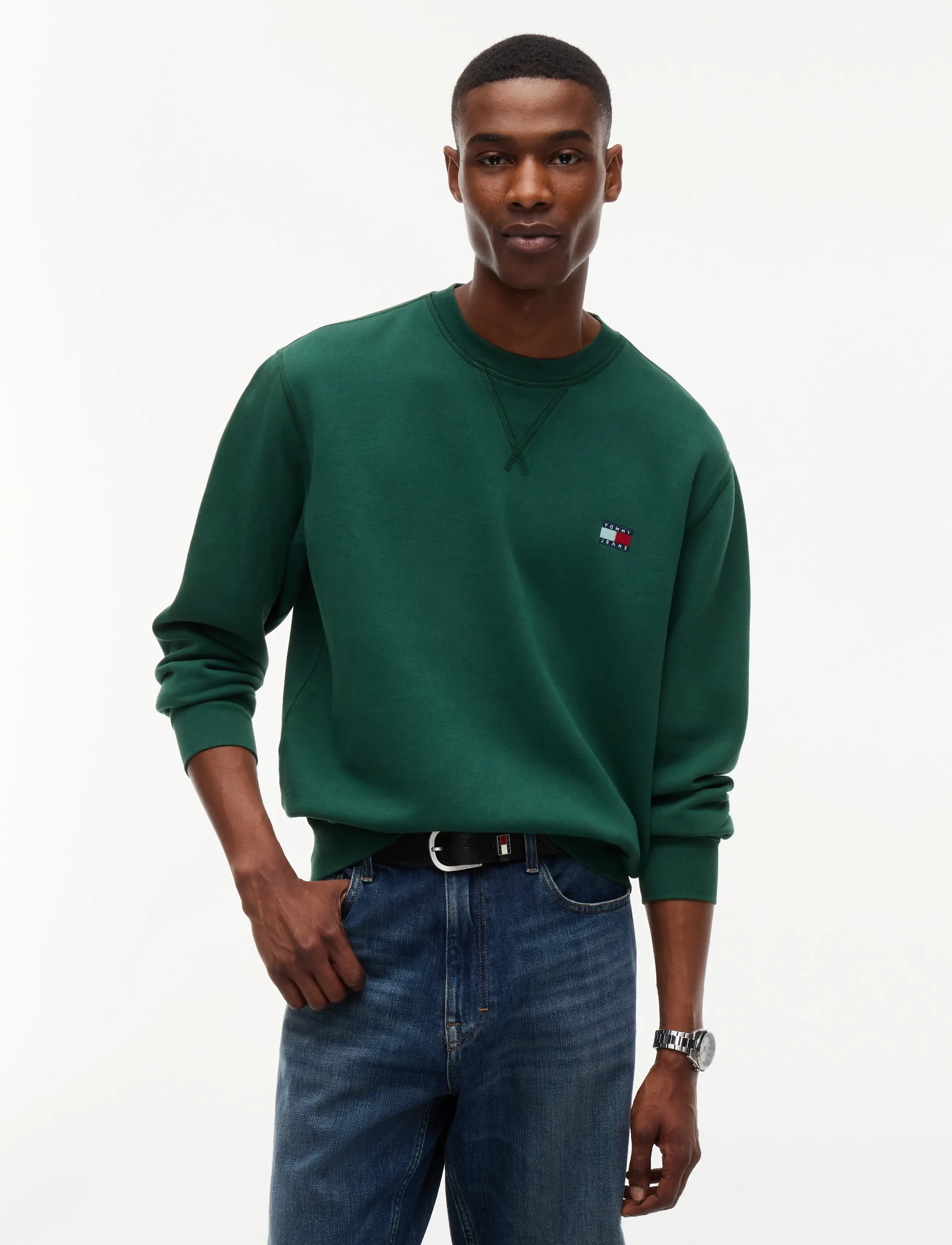Tommy Jeans TJM REG BADGE CREW EXT - Tommy Hilfiger - VELVET GREEN / green