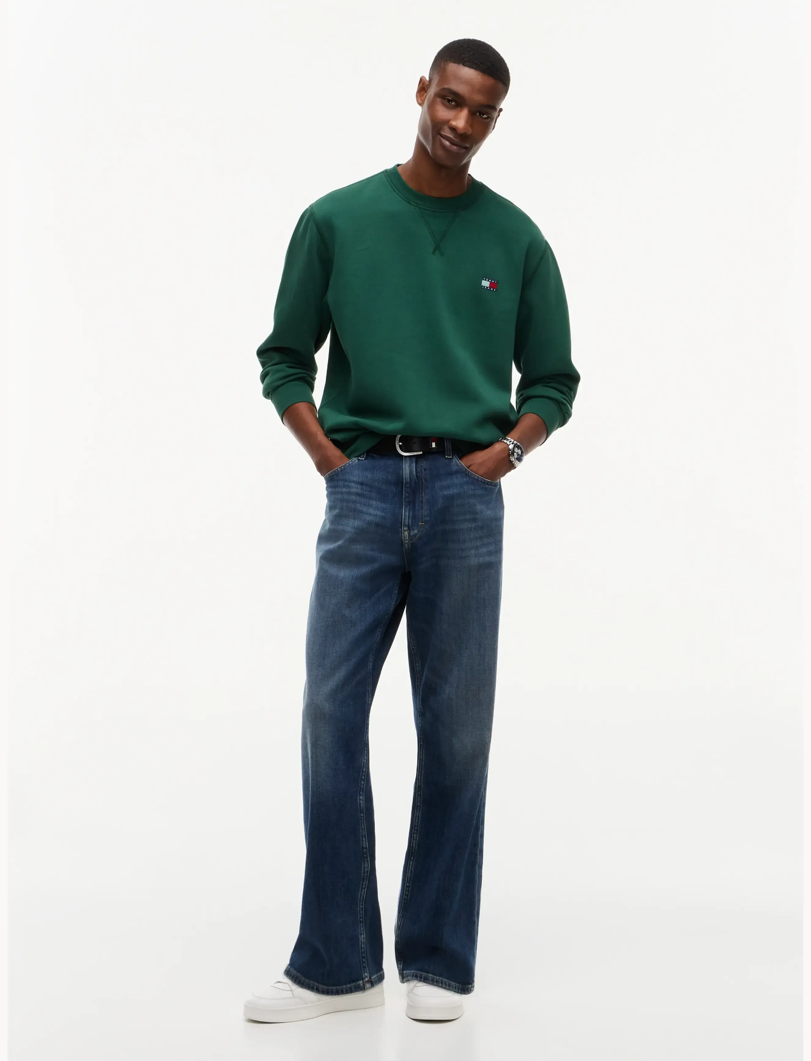 Tommy Jeans - TJM REG BADGE CREW EXT - dressipluusid - velvet green - 4