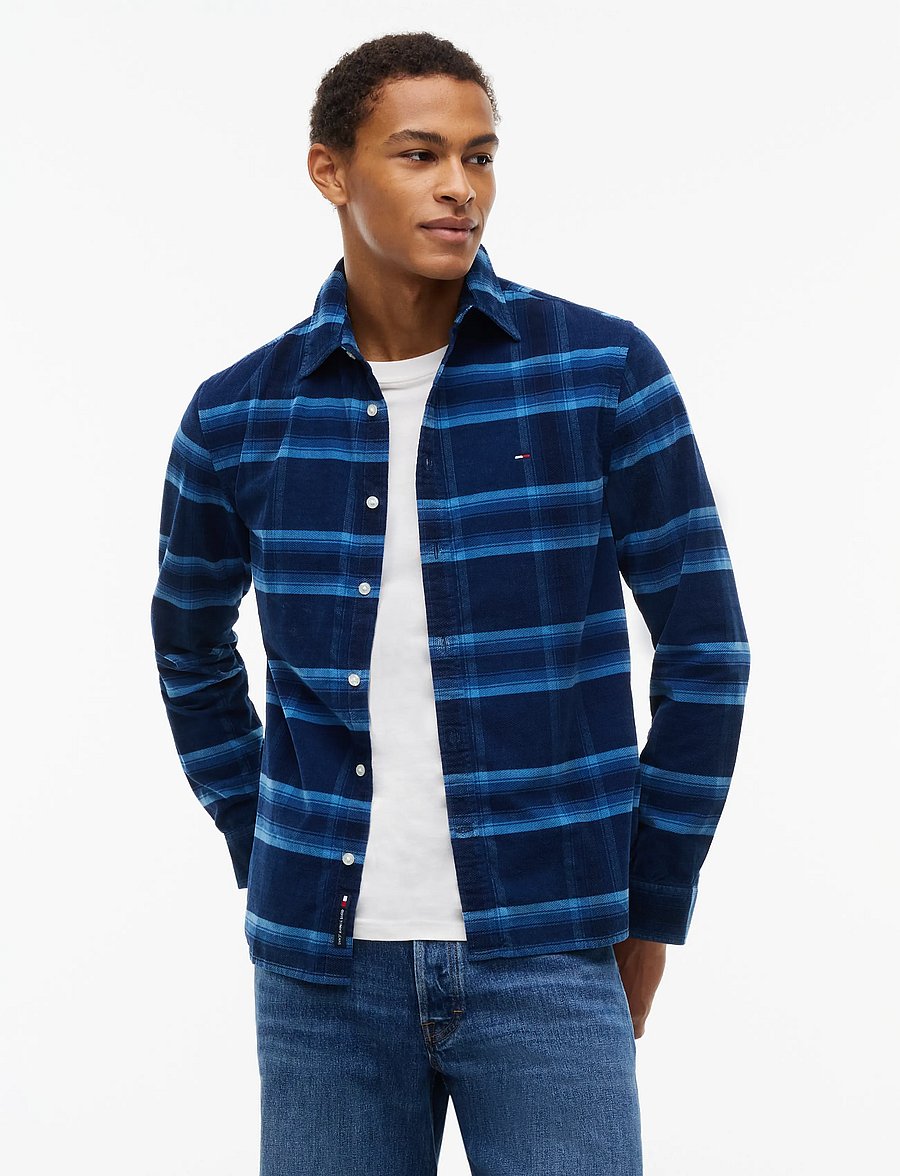 Tommy Jeans - TJM REG PATTERN CORDUROY SHIRT - karierte hemden - basic navy check - 0