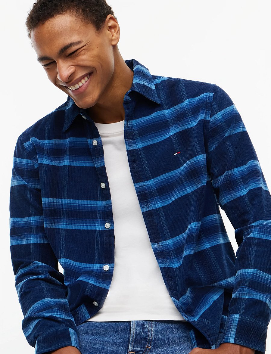 Tommy Jeans - TJM REG PATTERN CORDUROY SHIRT - karierte hemden - basic navy check - 3