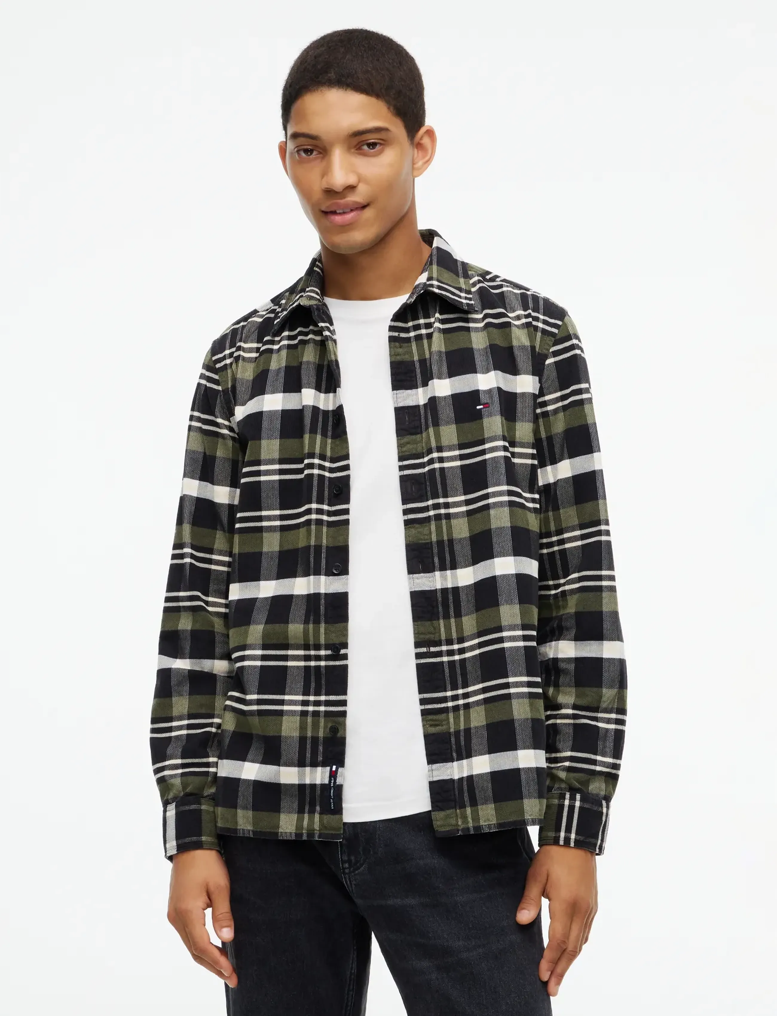 Tommy Jeans TJM REG PATTERN CORDUROY SHIRT - Tommy Jeans - BLACK   CHECK / black