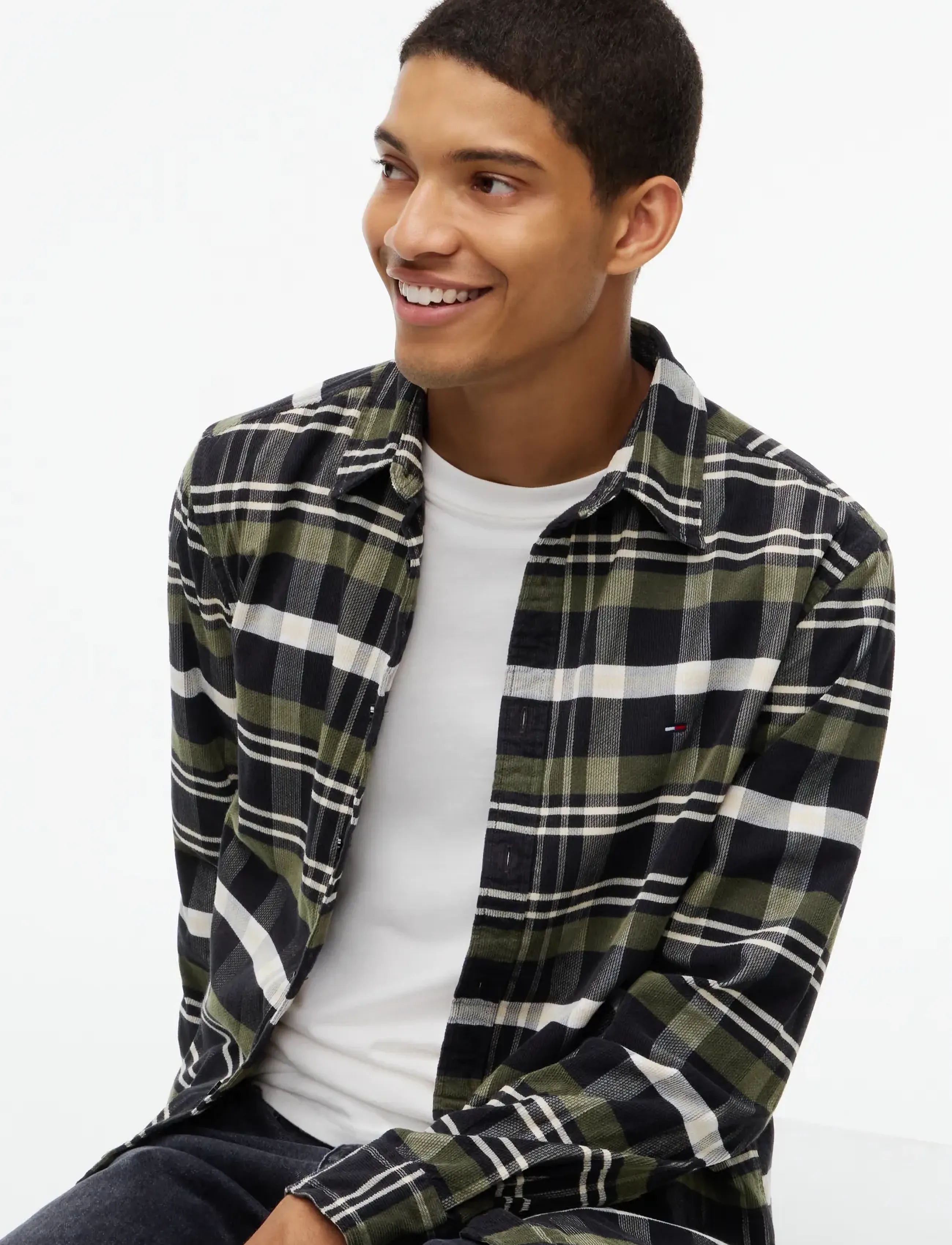 Tommy Jeans - TJM REG PATTERN CORDUROY SHIRT - rutiga skjortor - black   check - 3