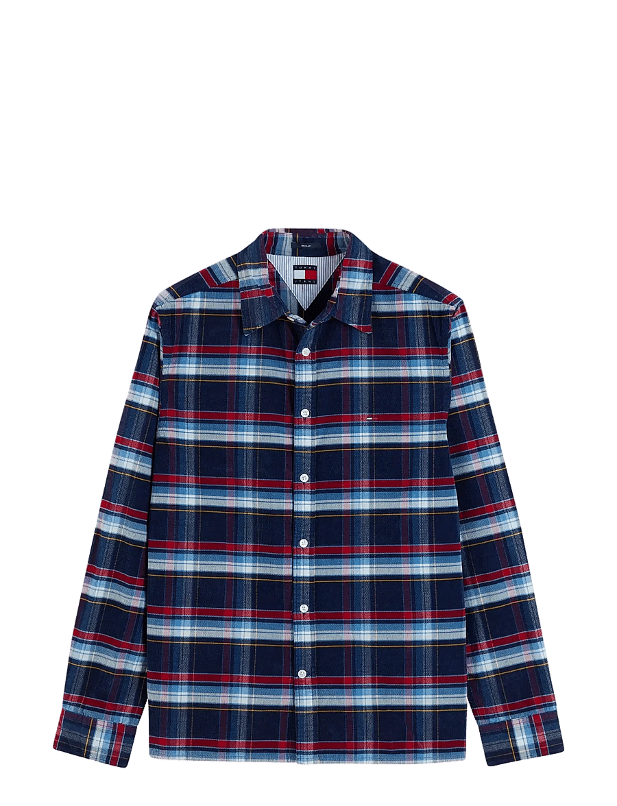 Tommy Jeans - TJM REG PATTERN CORDUROY SHIRT - ternede skjorter - dark blue check - 0